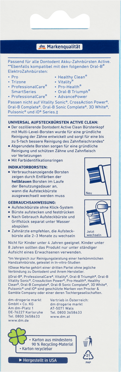Aufsteckbürsten Active Clean, 8 St