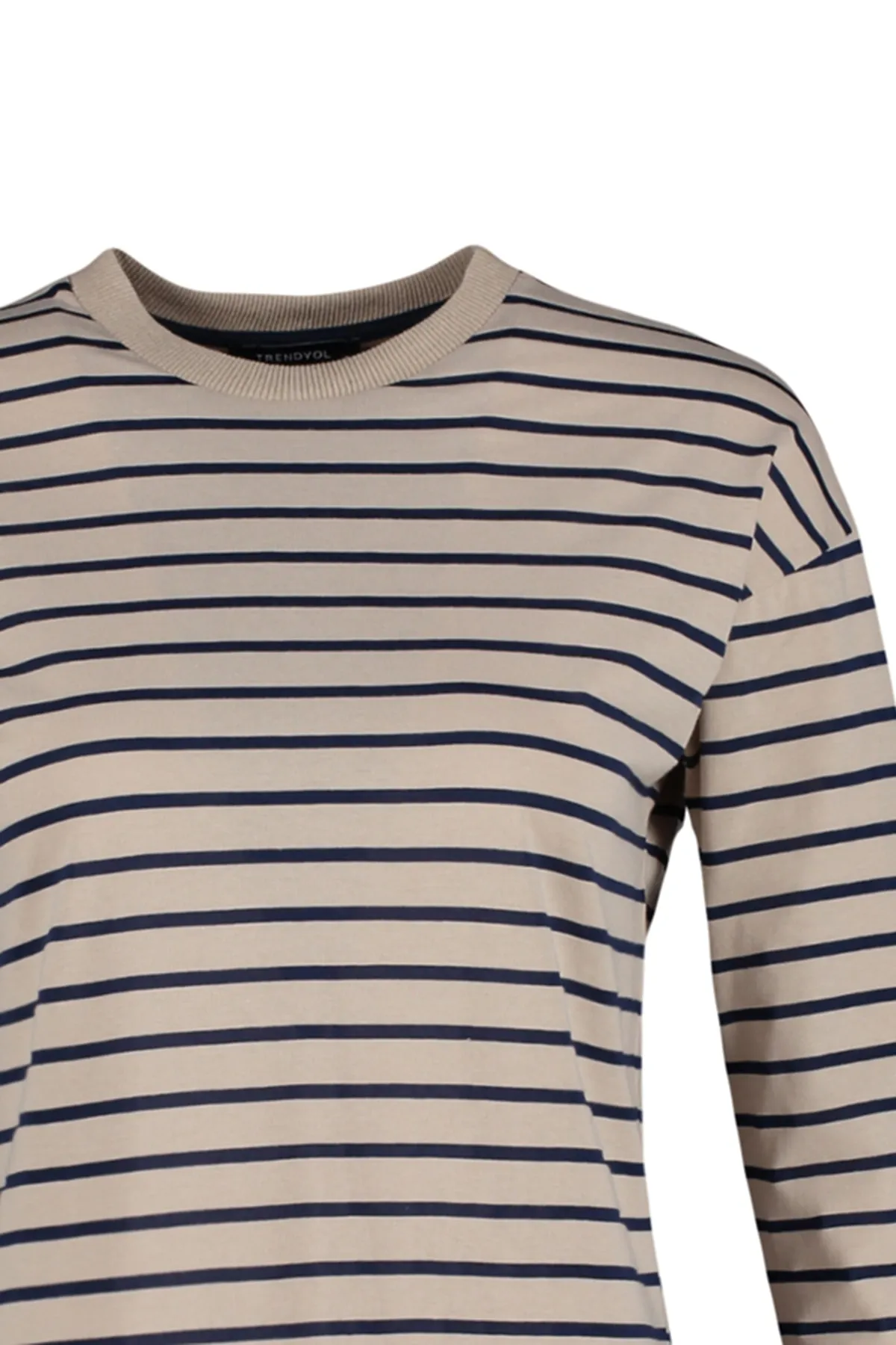 Trendyol Modest  Nerzfarbene gestreifte Stricktunika TCTAW22UK0240