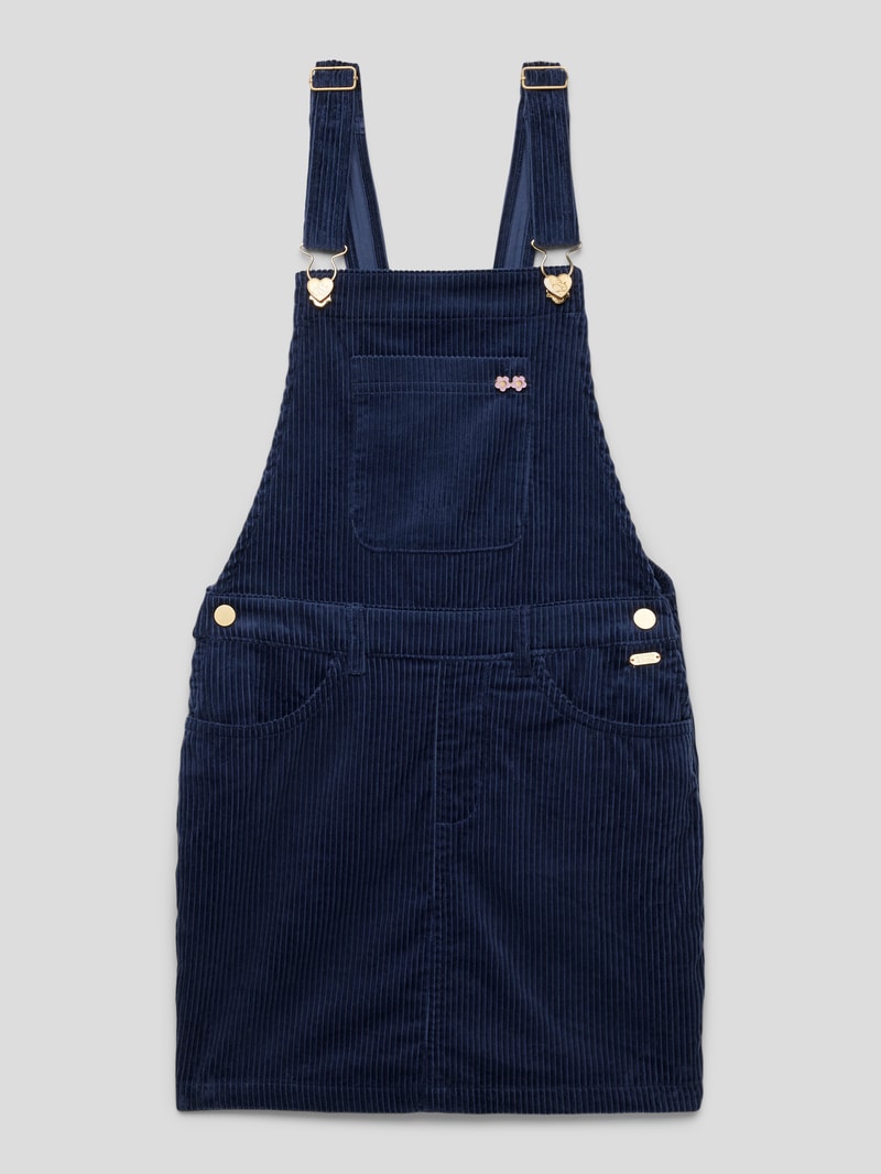 Latzkleid aus Cord mit Applikation in blau