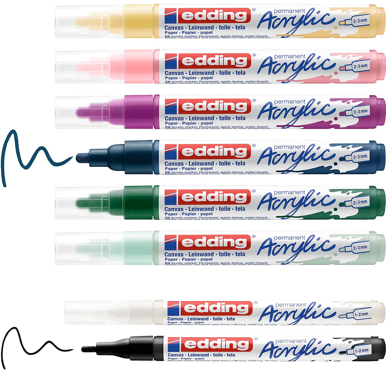 edding Acrylmarker-Set nordic, 8 Stifte und 10 Postkarten