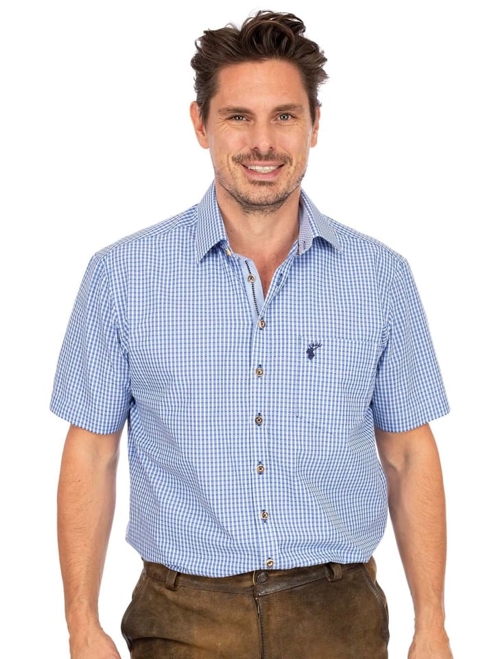 OS-Trachten Trachtenhemd 421000-3554 in blau günstig kaufen