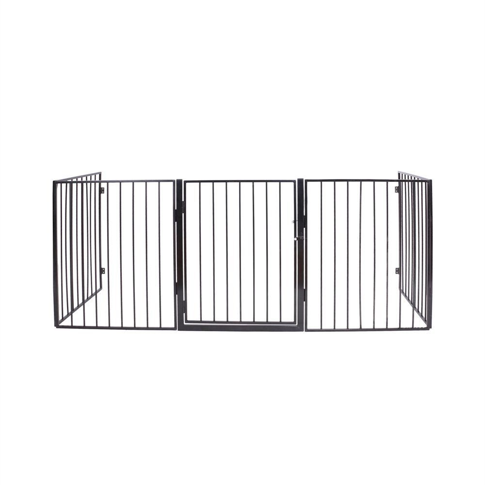 Melko Treppenschutzgitter Schutzgitter Kaminschutzgitter Absperrgitter aus Metall in Schwarz 300cm Treppe Baby Kind Tier Ofenschutzgitter Baby Kinderschutz (Stück, Premium-Gitter), Auch als Treppenschutzgitter verwendbar