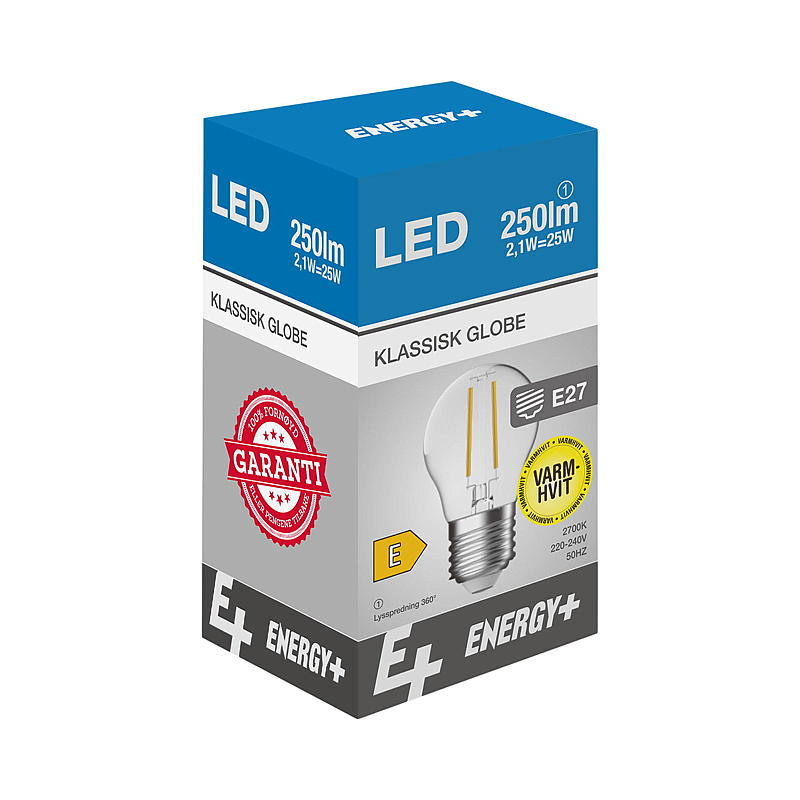 Energy Lyspære LED 250 lm Klassisk globe klar E27 G45 E