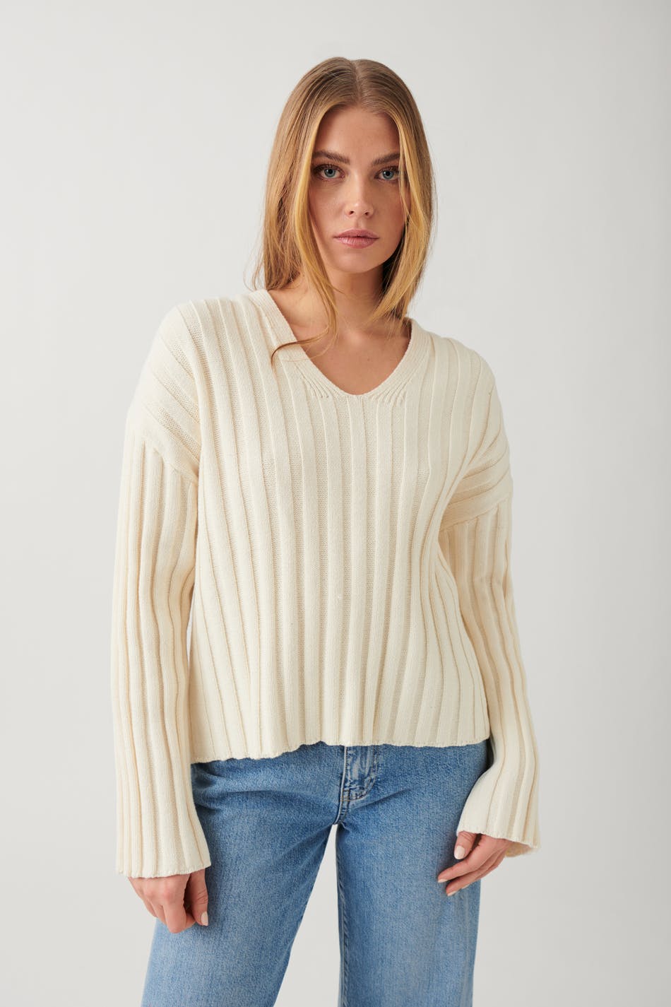V-neck knitted sweater