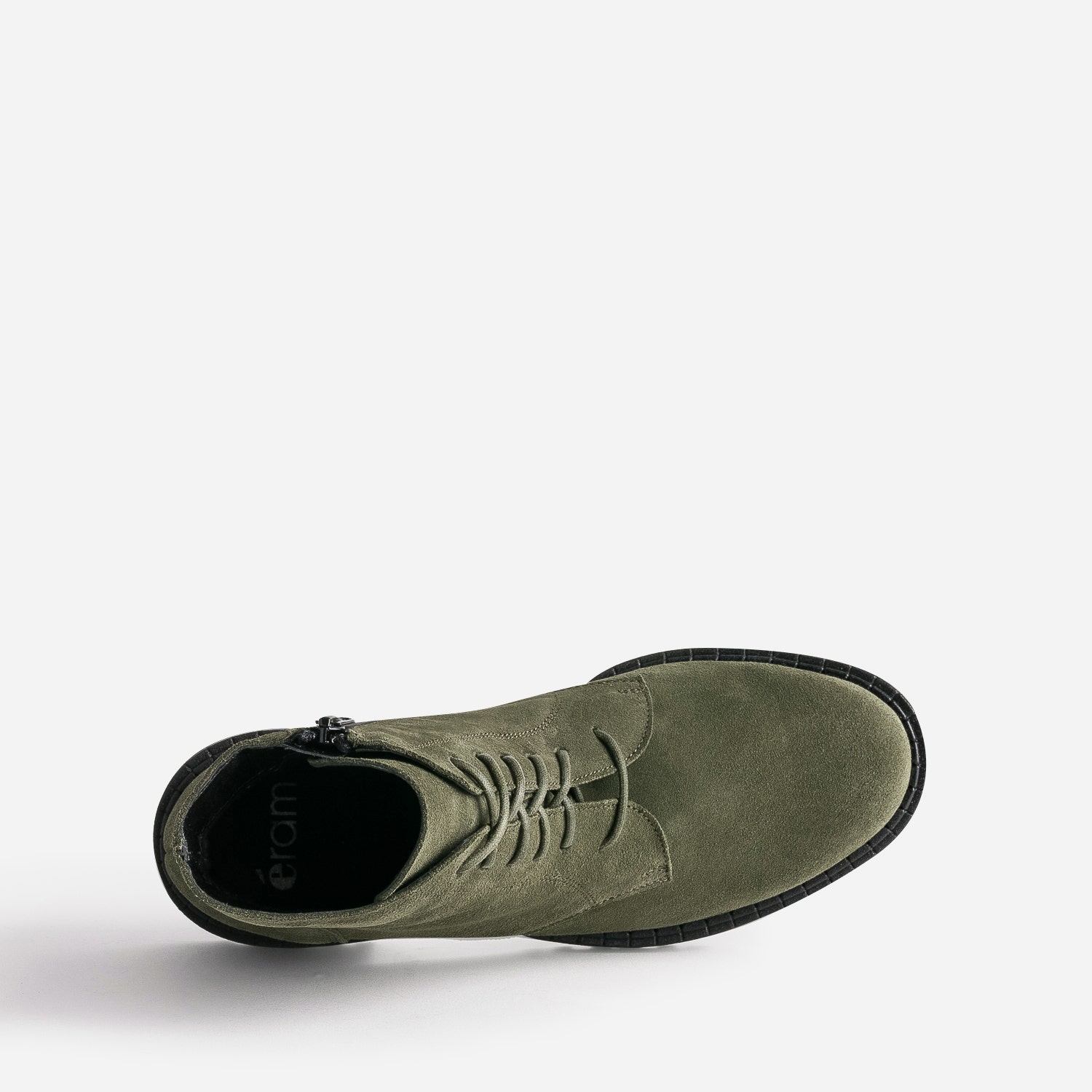 Bottine éco-conçue kaki cuir velours semelle crantée