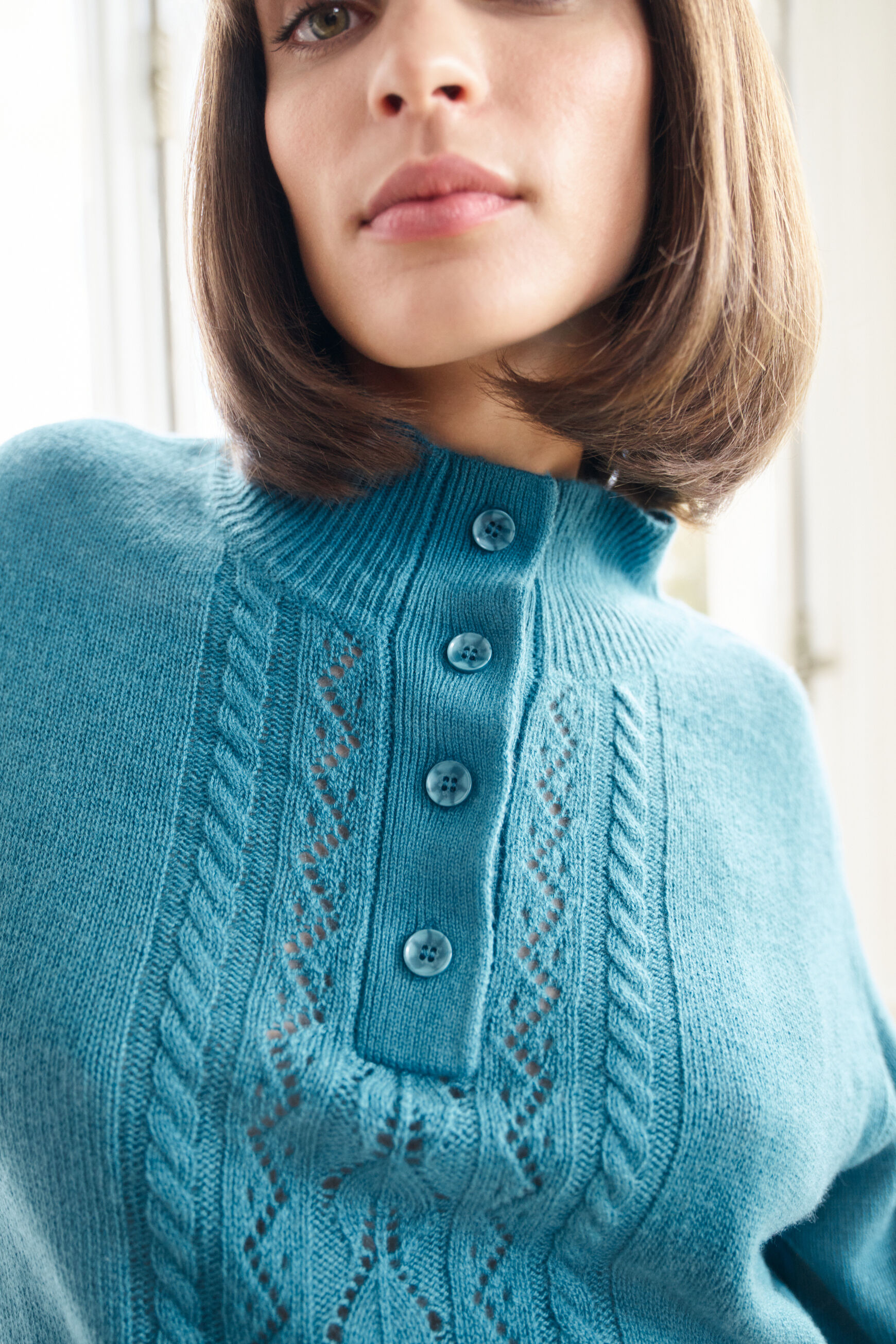 pull florine 100% laine bleu petrole femme