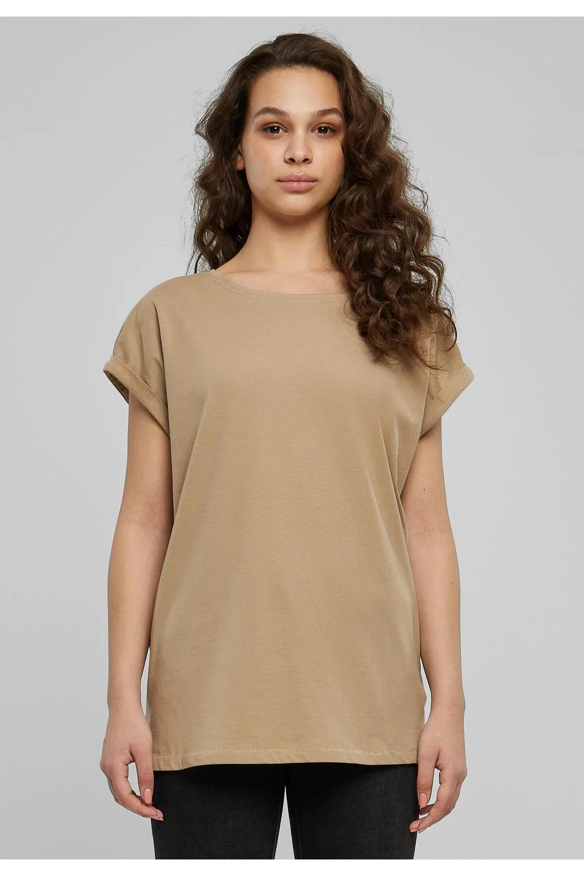 Urban Classics  Damen T-Shirt mit verlängerter Schulterpartie für Damen