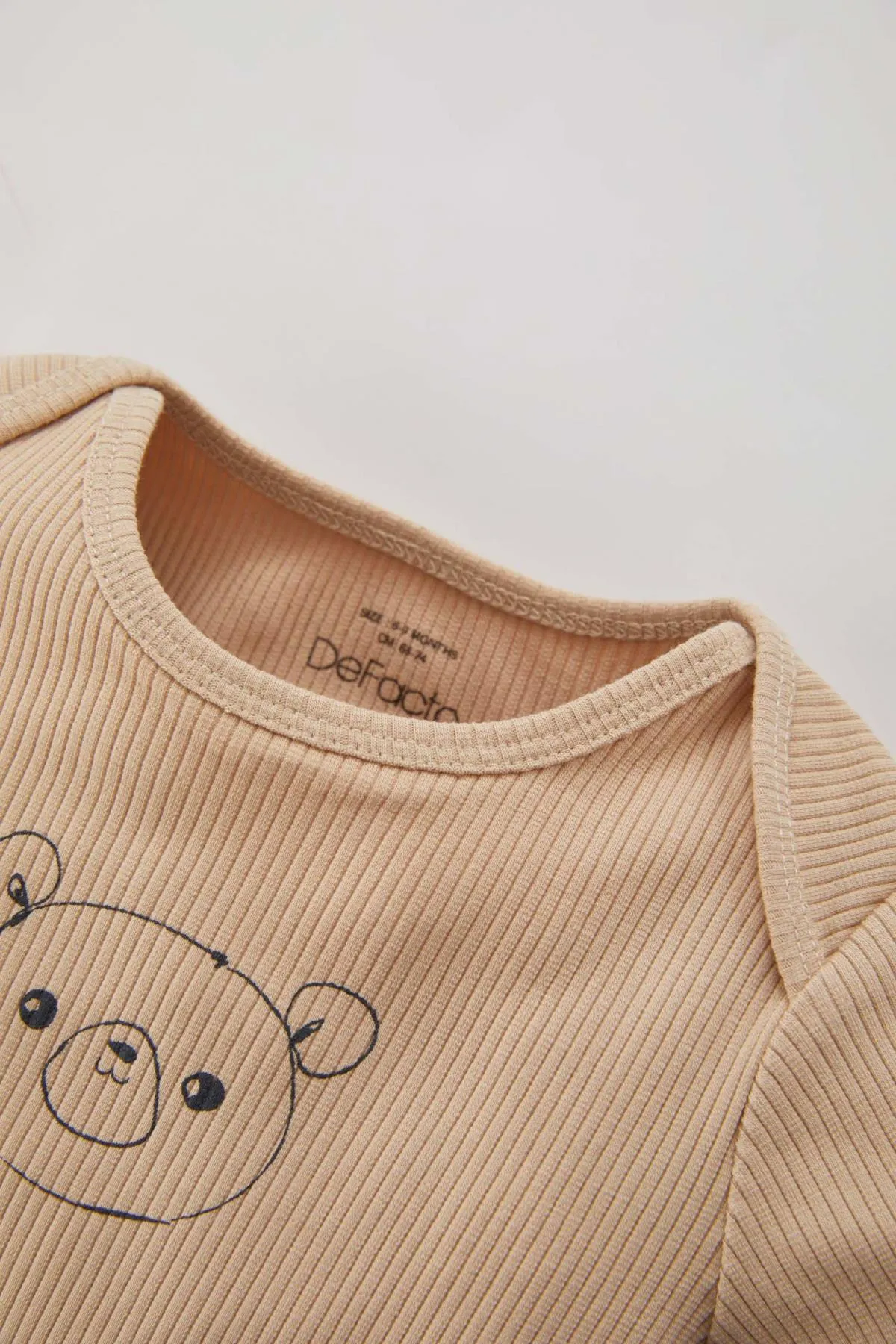 DeFacto  Langärmliger, gerippter Camisole-Overall mit Bärenmuster für Babys