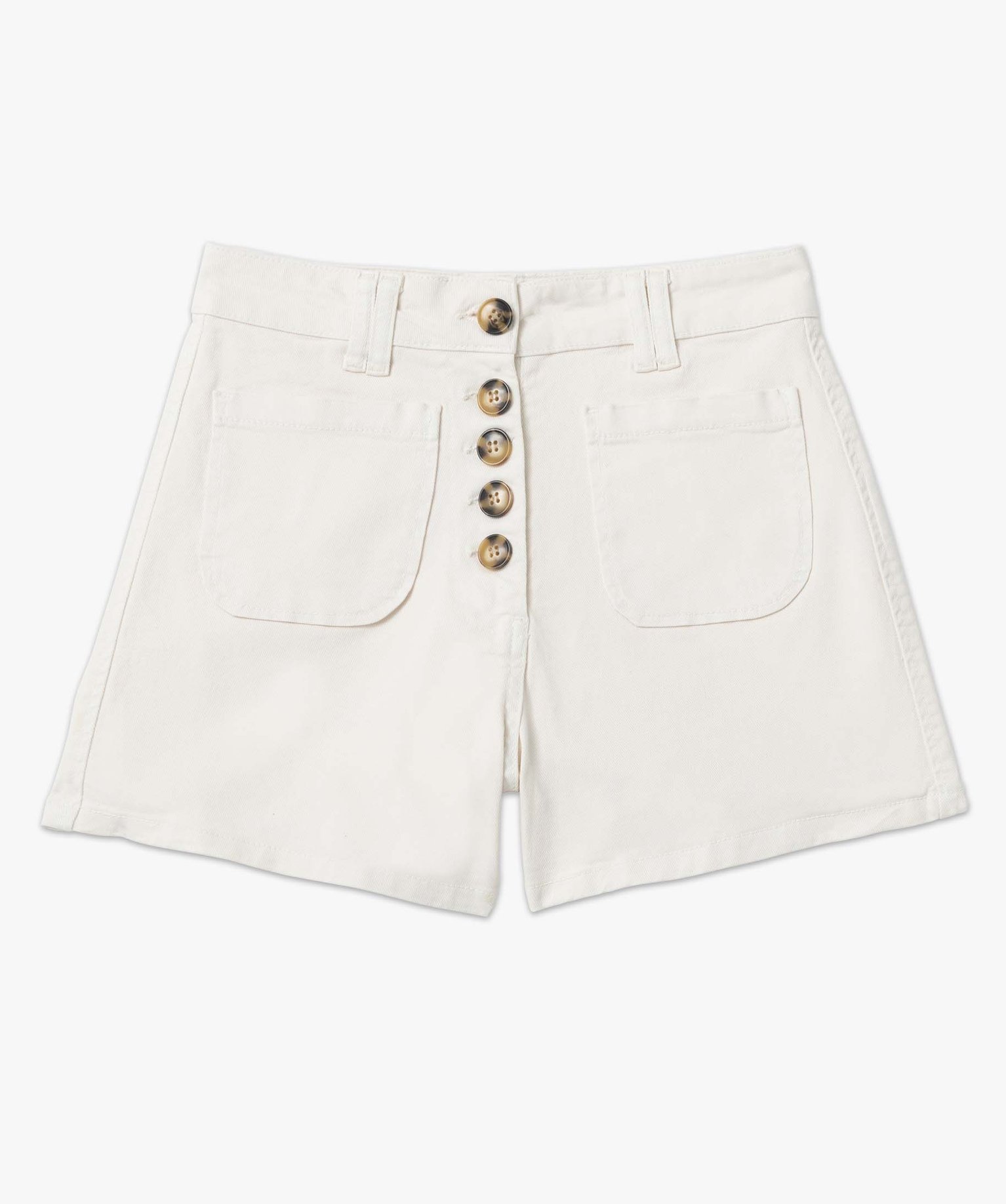 Short femme en toile de coton taille haute ecru | GEMO