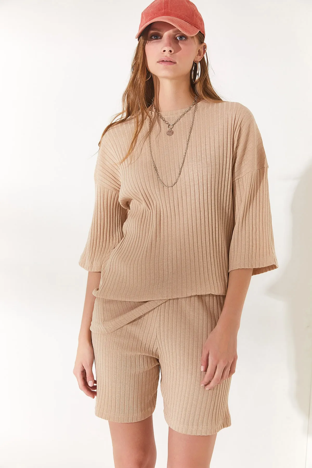 Olalook  Damen Steinunterteil Kurze Strumpfhose Oberteil Lockere Bluse Set TKM-19000200