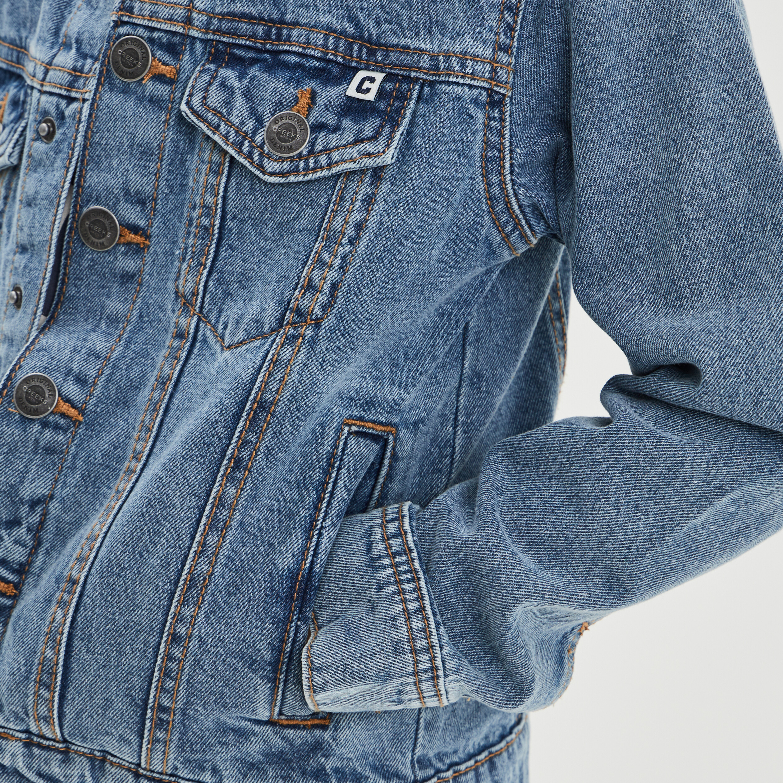 Veste droite boutonnée en jean Creeks denim stone garçon | La Halle