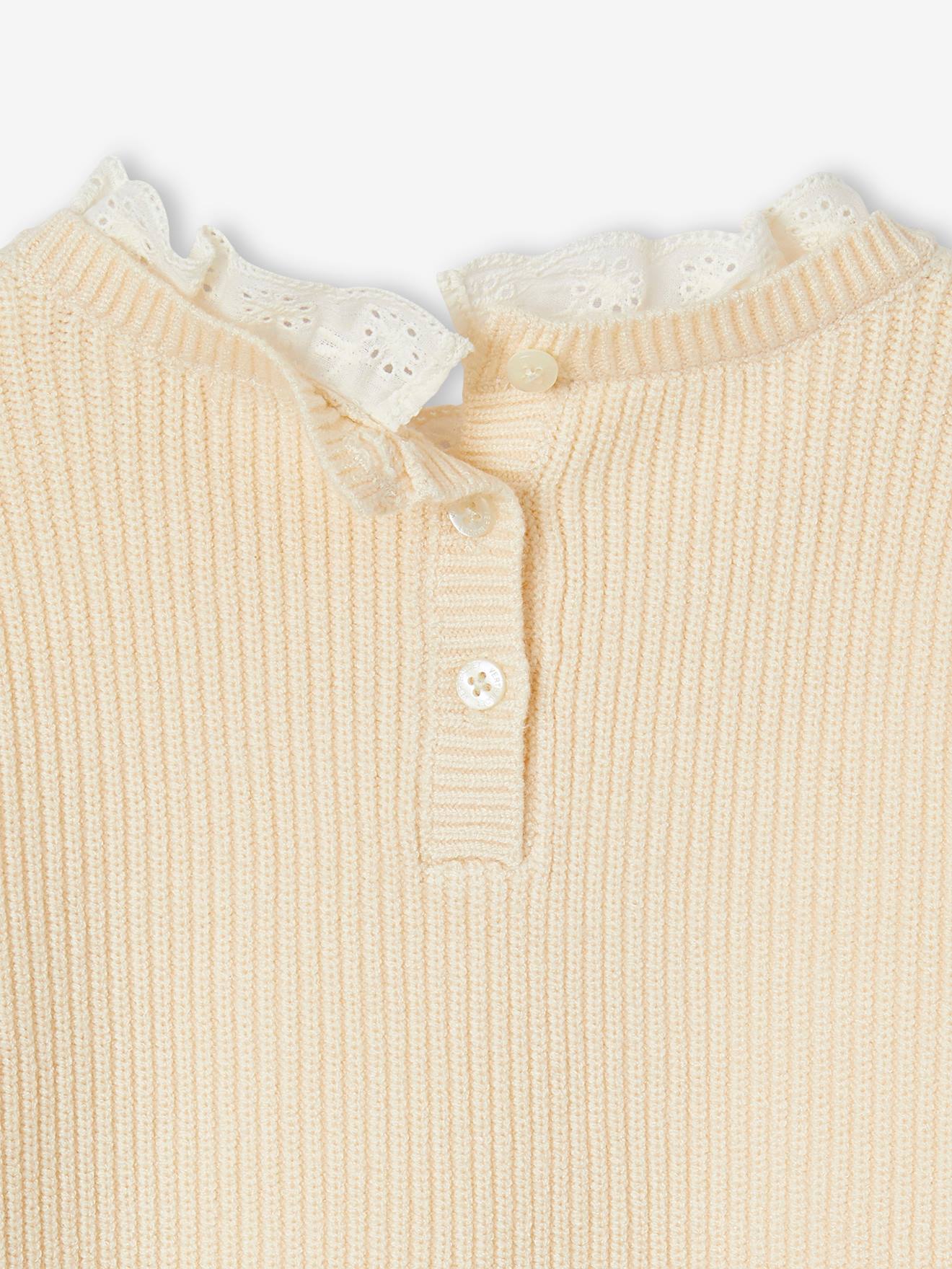 Pull col fantaisie forme loose fille rayé marine