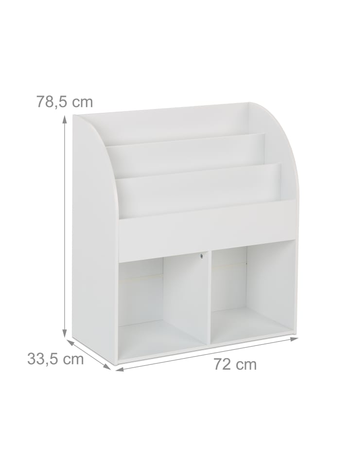 relaxdays Kinderbücherregal in Weiß - (B)72 x (H)78,5 x (T)33,5 cm günstig kaufen onesize