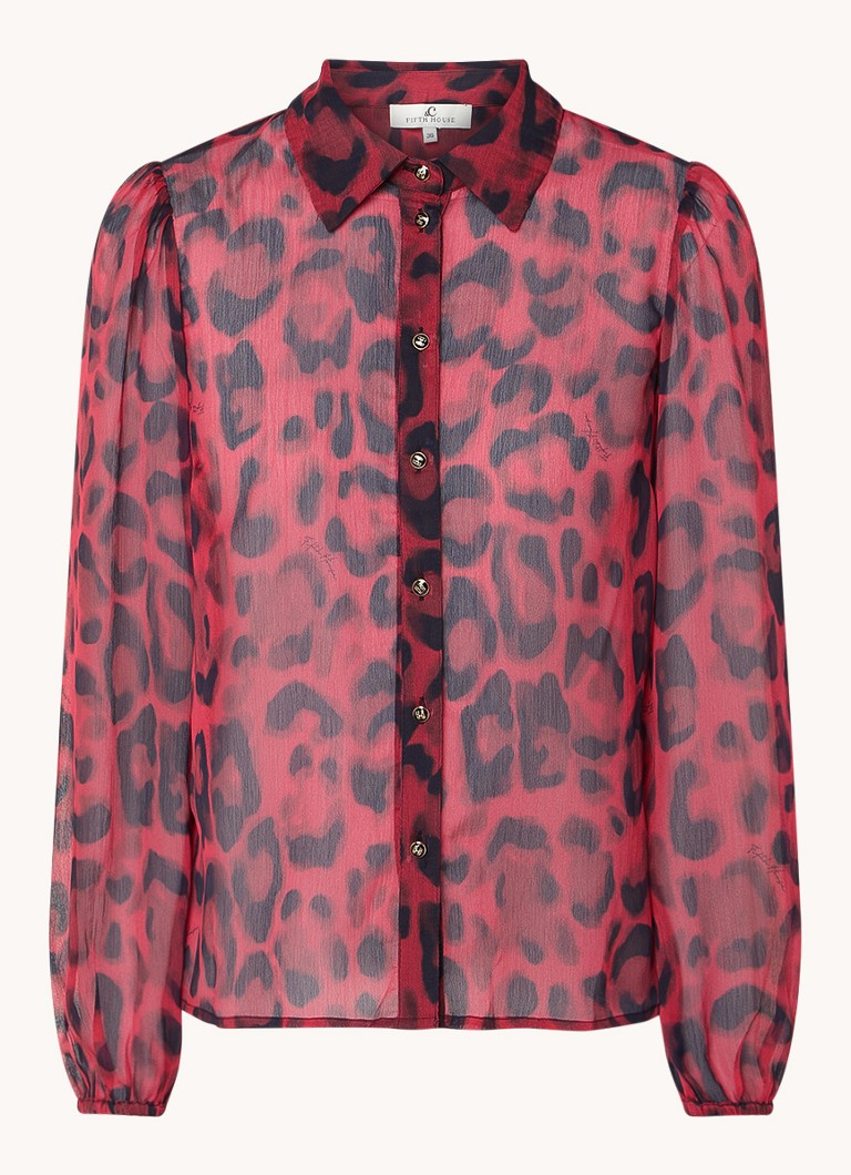 Blusa semitrasparente Dilara di Fifth House con stampa leopardata