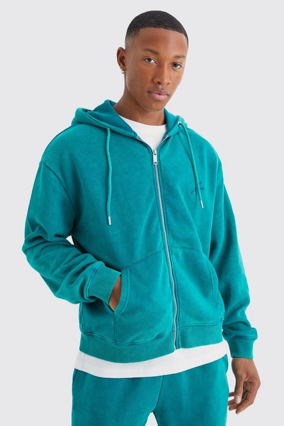 Kastiger Oversize Man Hoodie mit Reißverschluss