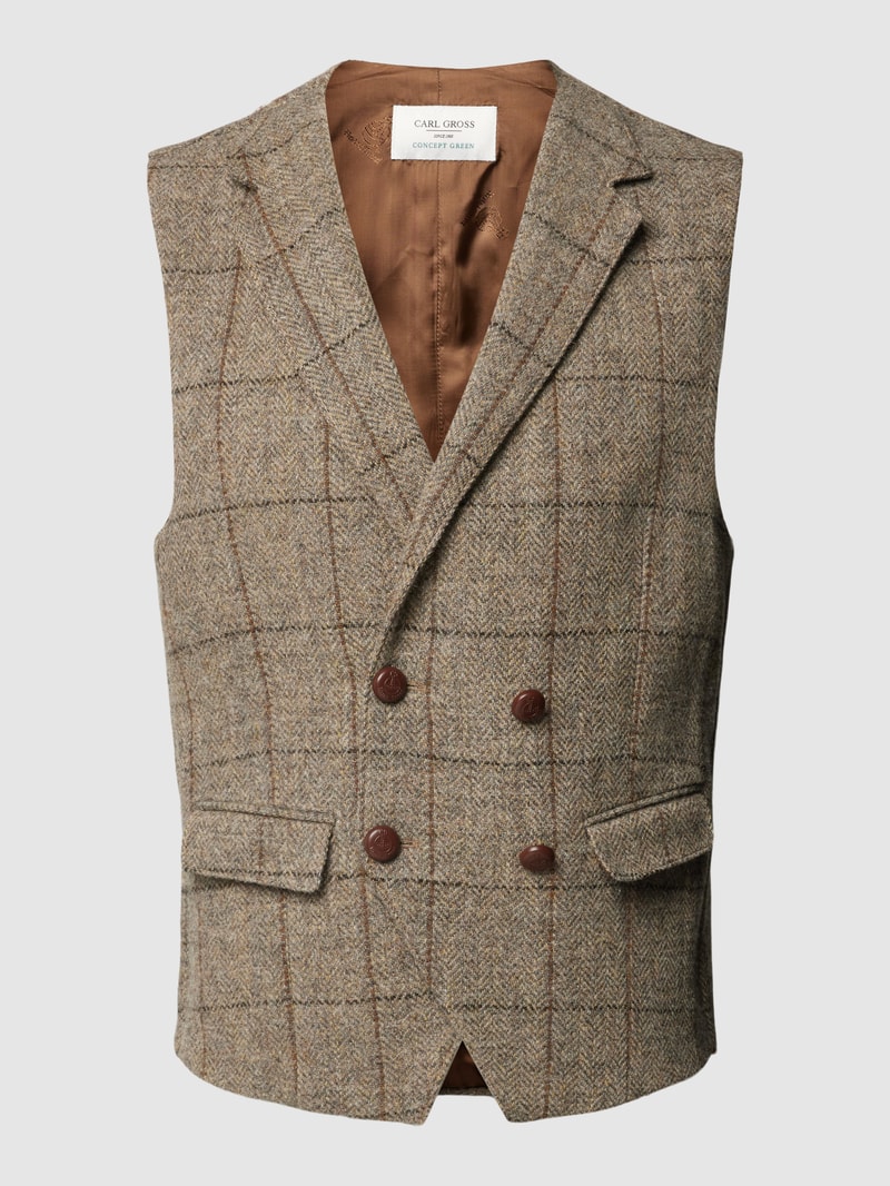 Weste mit Pattentaschen aus Schurwolle in beige