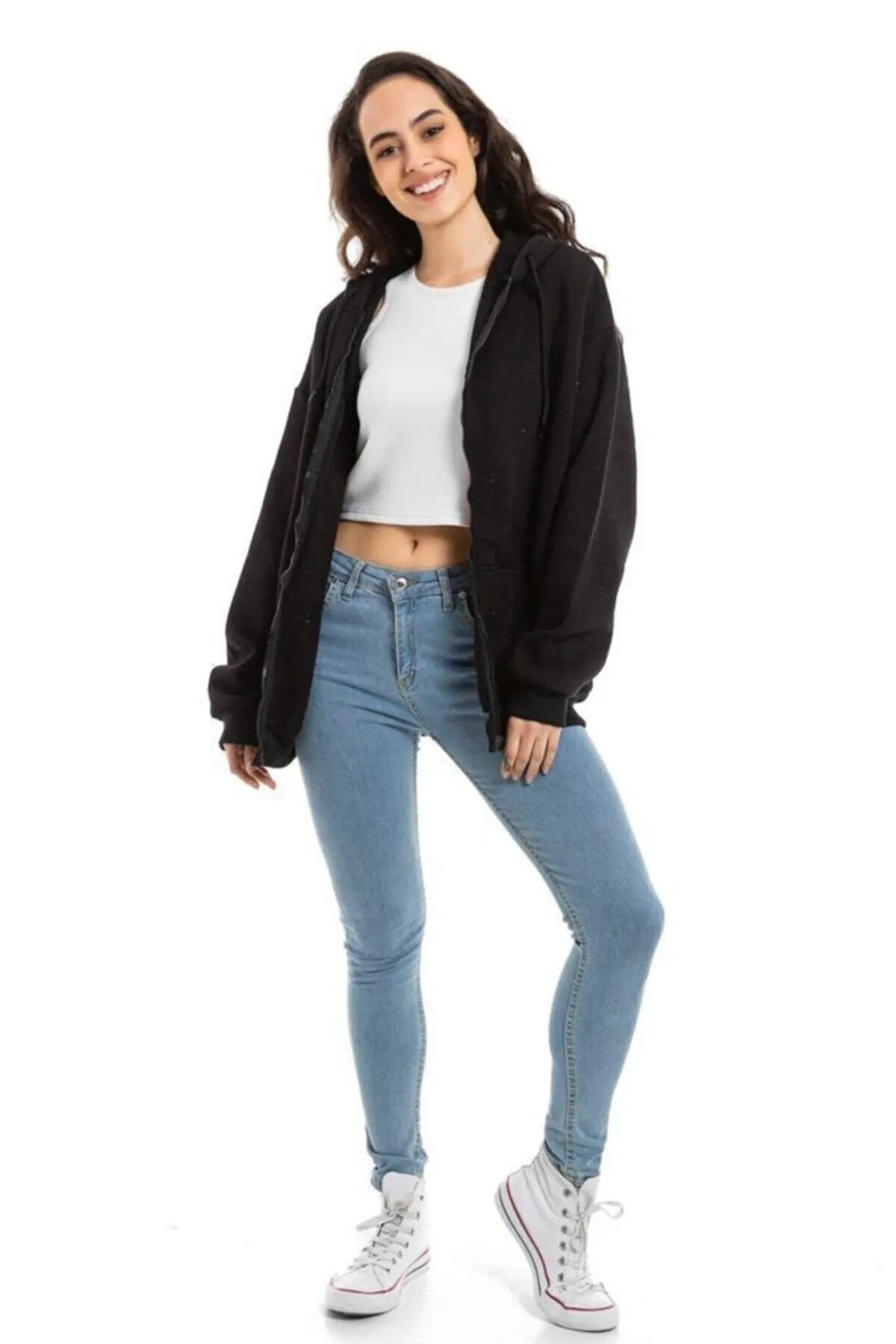 Çınar Bez Çanta  Schwarzes Unisex-Basic-Sweatshirt mit Kapuze und Reißverschluss