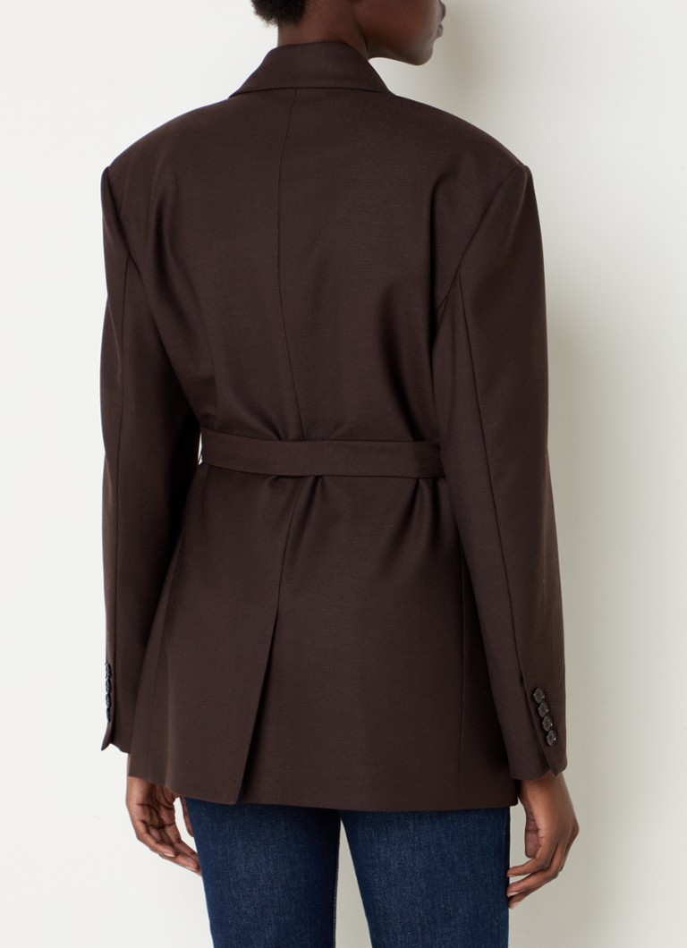 Maje Blazer in wool blend with shoulder pads and belt