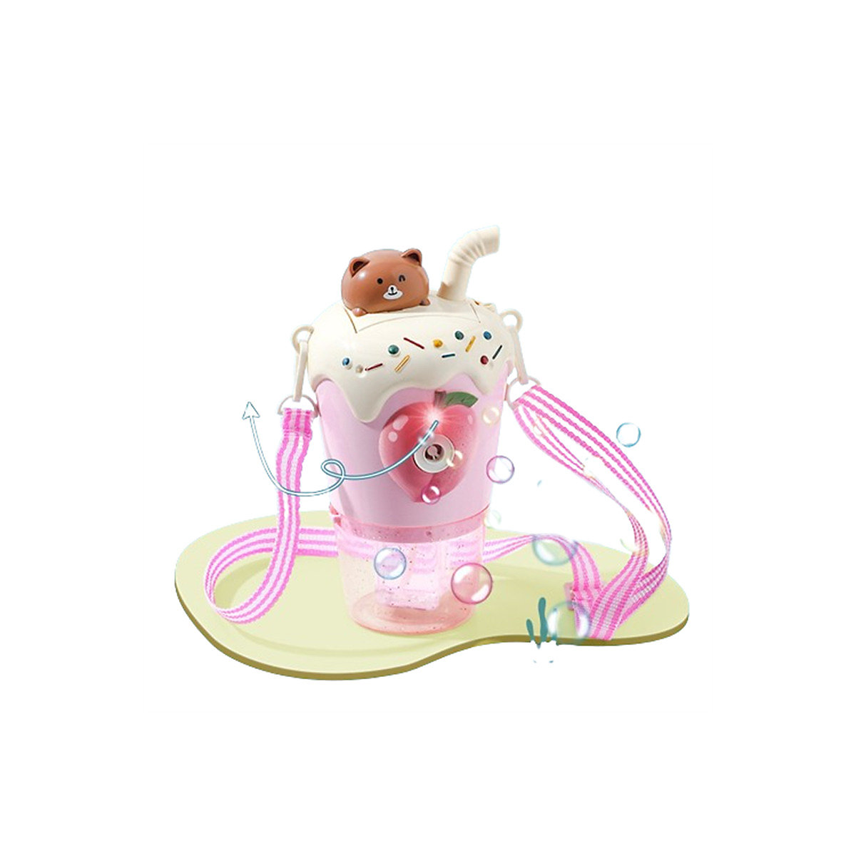 Milchteetasse Kinderblasenmaschine Kinderspielzeug im Freien Beleuchtung, Musik, automatische Seifenblasenpistole, Outdoor-Spielzeug für Kinder