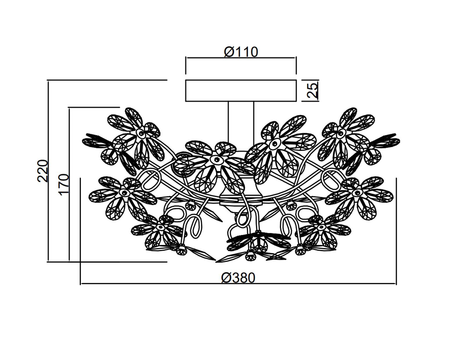 meineWunschleuchte LED Deckenleuchte, Dimmfunktion, LED wechselbar, Warmweiß, ausgefallene Designer-lampe mit Blüten, Jugendzimmer & Galerie, Ø 38cm
