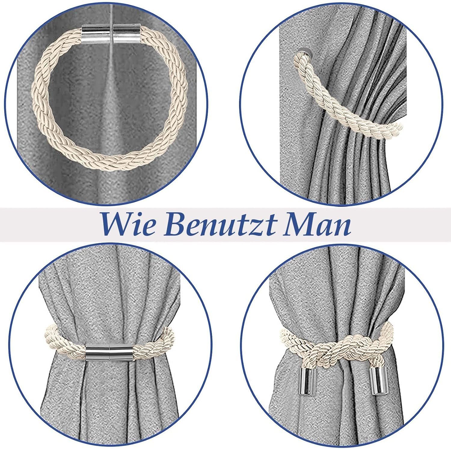 Raffhalter Vorhang Raffhalter Vorhang Clips(4 Stück Beige), Runxizhou, (4-tlg)