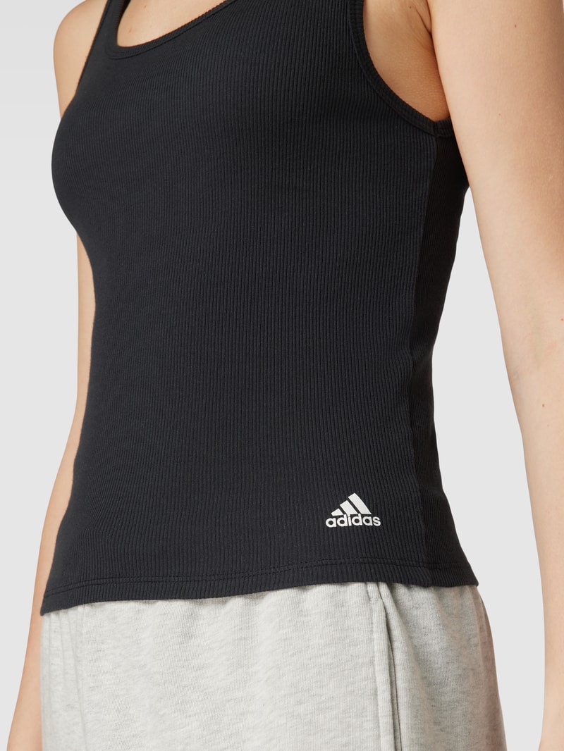 Tanktop mit Feinripp in schwarz