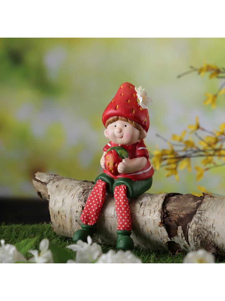 MARELIDA Kantenhocker Erdbeerjunge Fritz Gartenfigur H: 19cm in rot günstig kaufen onesize