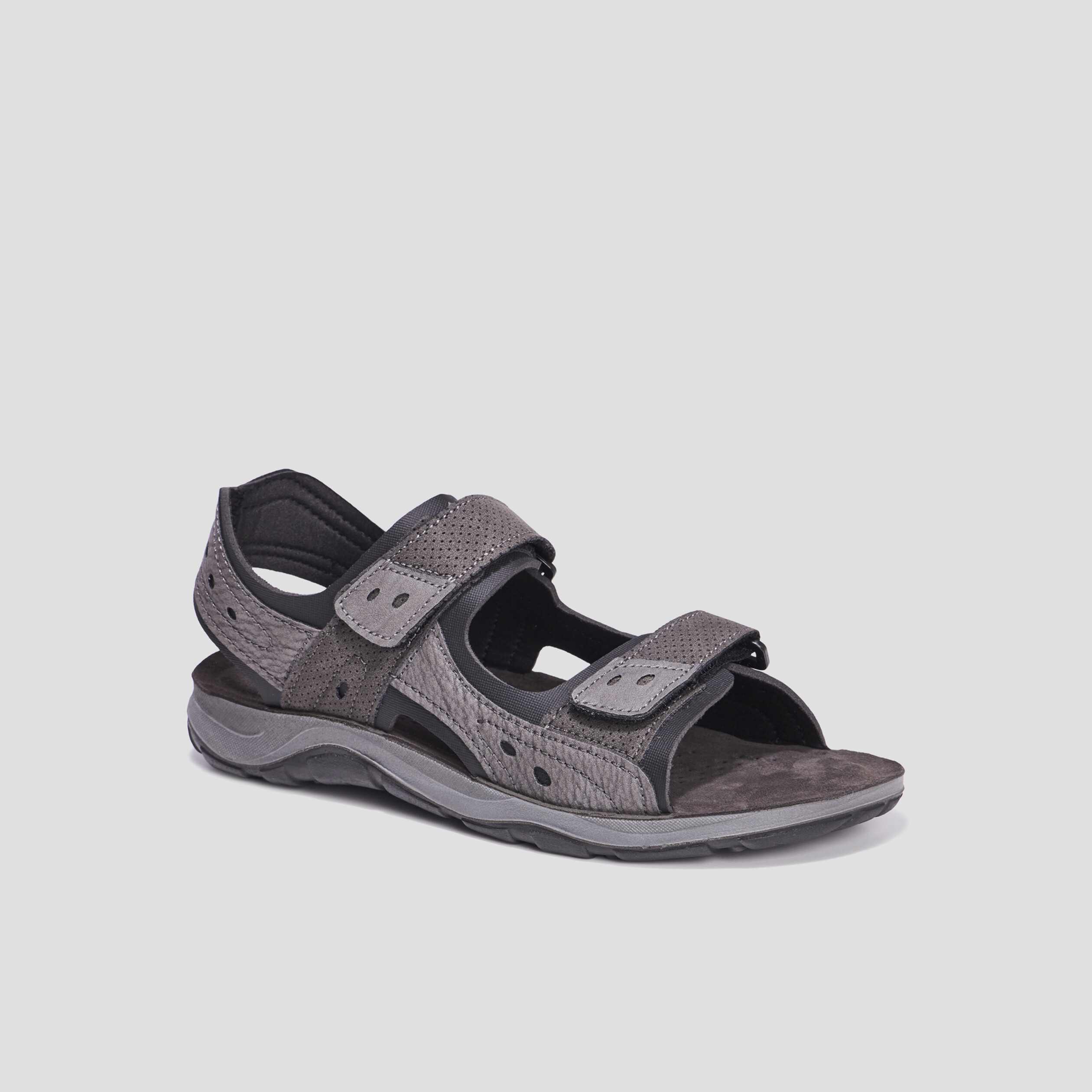 Sandales à scratchs en cuir Trappeur gris foncé homme | La Halle