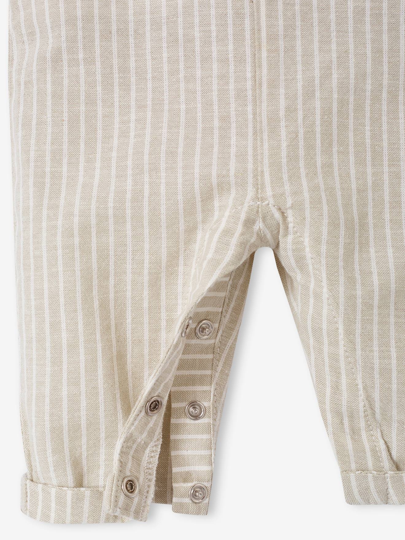 Vertbaudet Festliches Baby-Set: Latzhose & Hemd aus Leinenmix - tonfarben