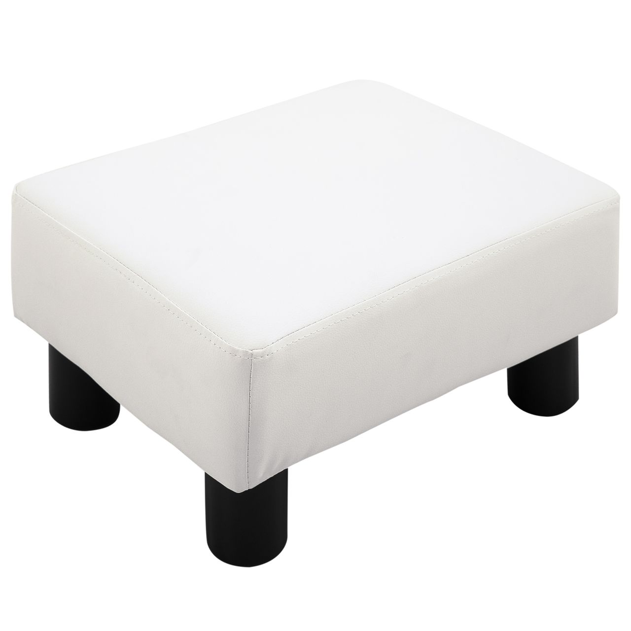HOMCOM Fußhocker Beinstütze Sitzhocker Eingangbank Rückenfreier Hocker Bank Sitzbank Chesterfield aus Kunstleder Weiß 40 x 30 x 24 cm