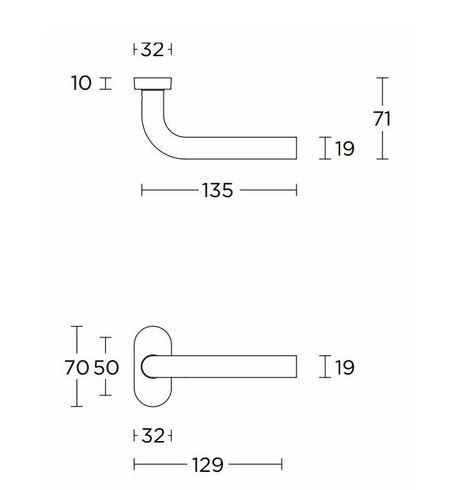 Formani 1501D244INXX0B32 BASICS LB3-19 B32G durvju rokturis ar dubultu atsperi uz ovālas rozetes, matēts nerūsējošais tērauds