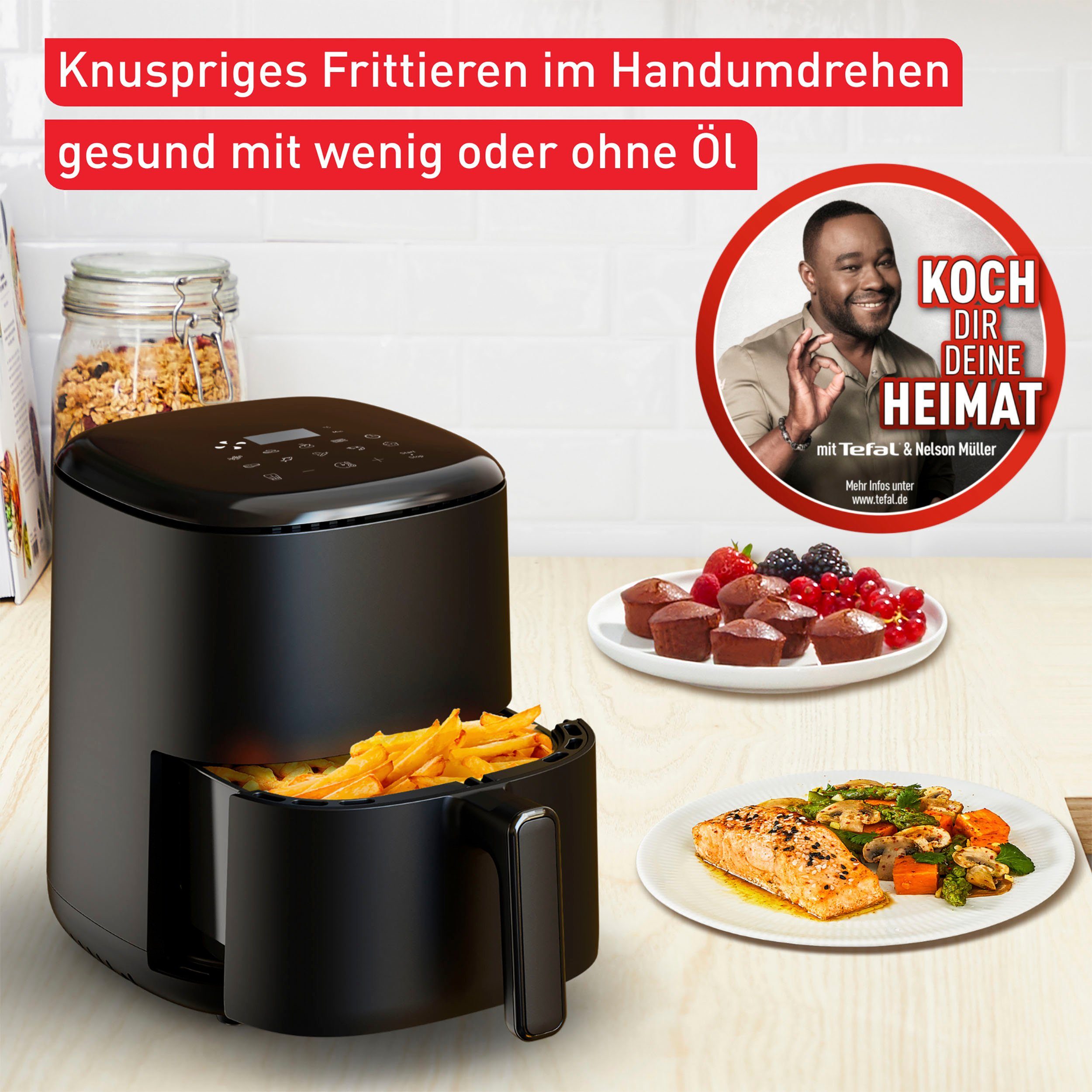 Tefal Heißluftfritteuse EY1458 Easy Fry Compact, 1300 W