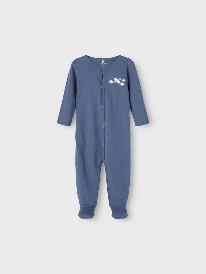 name it Schlafanzug mit Flugzeug Print mit Druckknöpfen in Blau günstig kaufen 68