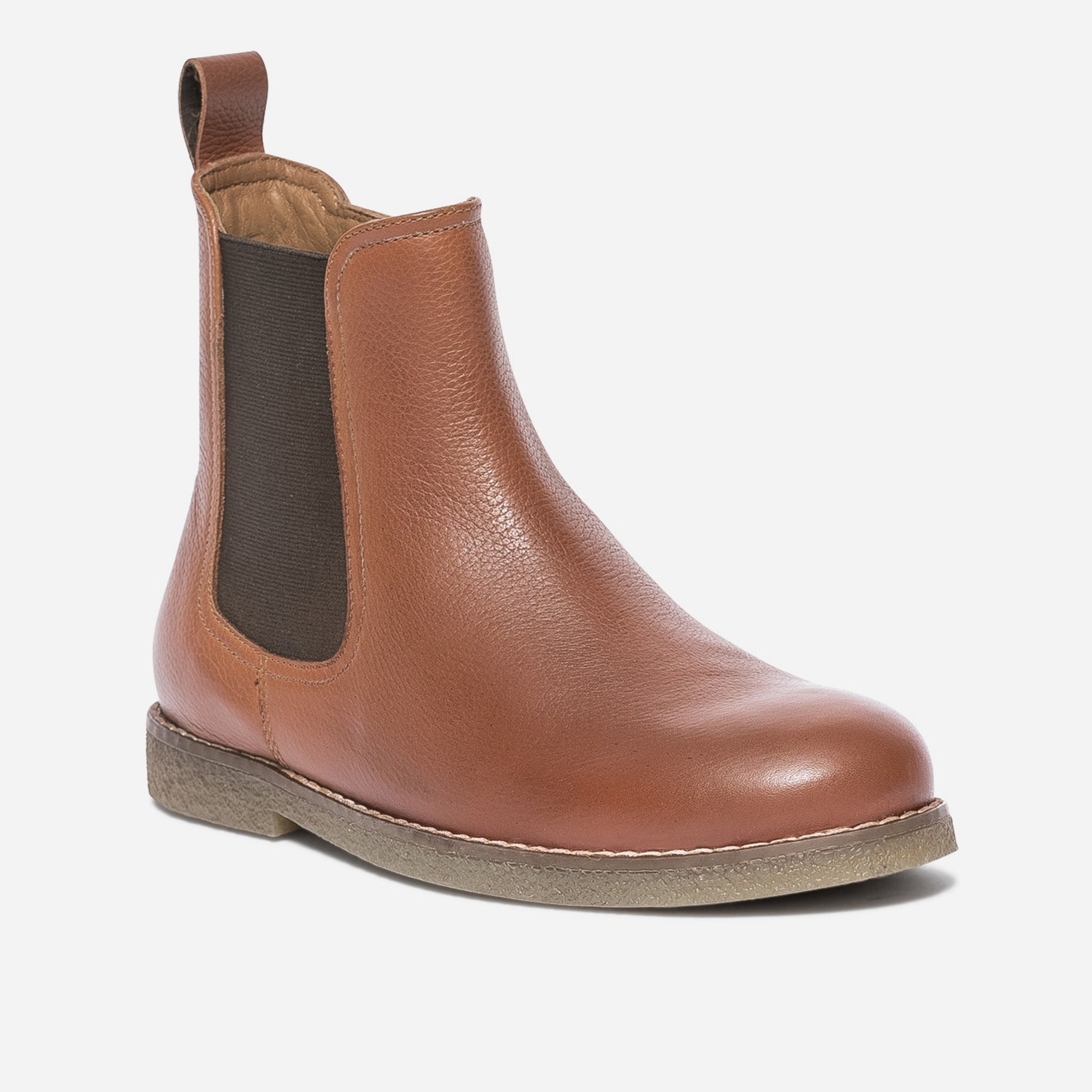 Chelsea boots camel en cuir grainé