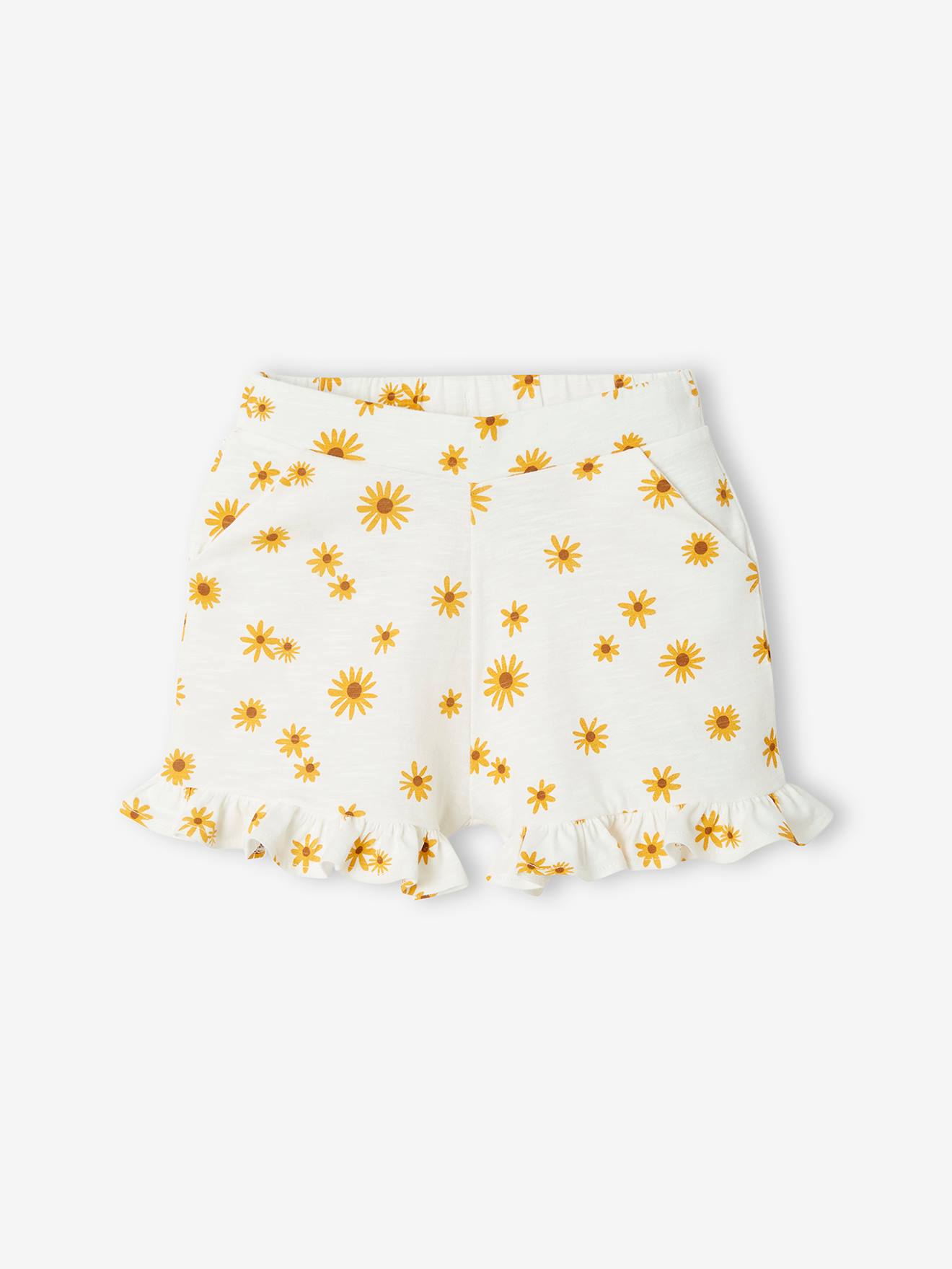 Ensemble T-shirt effet noué et short à volants fille vert d'eau