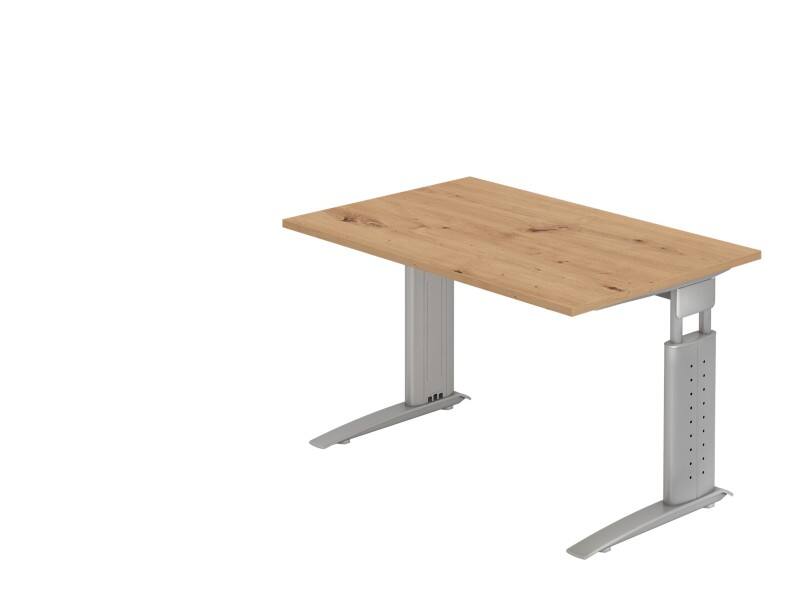 Hammerbacher Schreibtisch US12 Eiche, Silber 1.200 x 800 x 680 x 680 - 860 mm