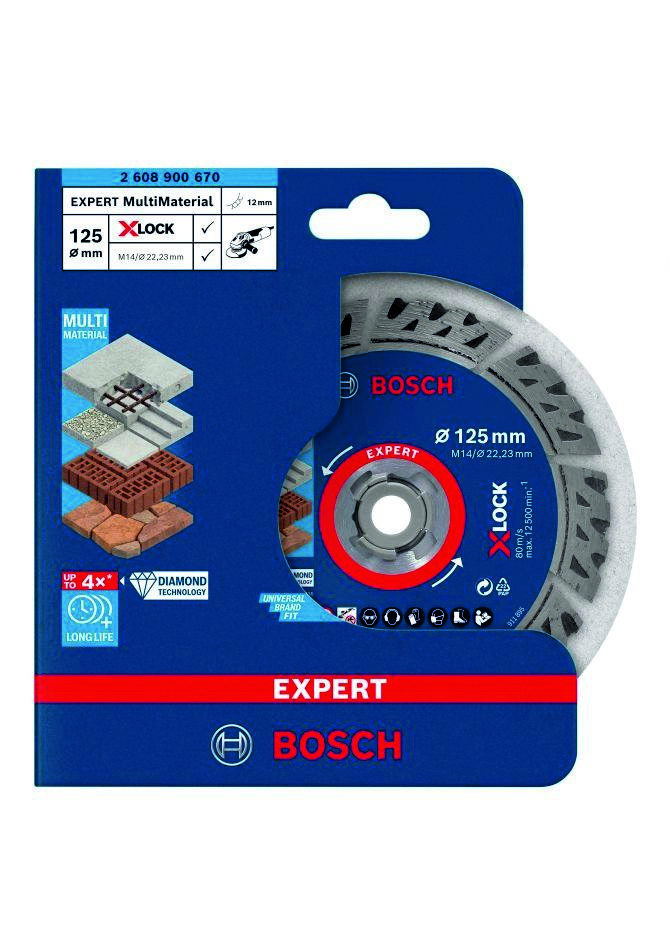 Bosch modri pribor 2608900670 Expert MultiMaterial X-LOCK diamantna rezalna plošča 125 x 22,23 x 2,4 x 12 mm