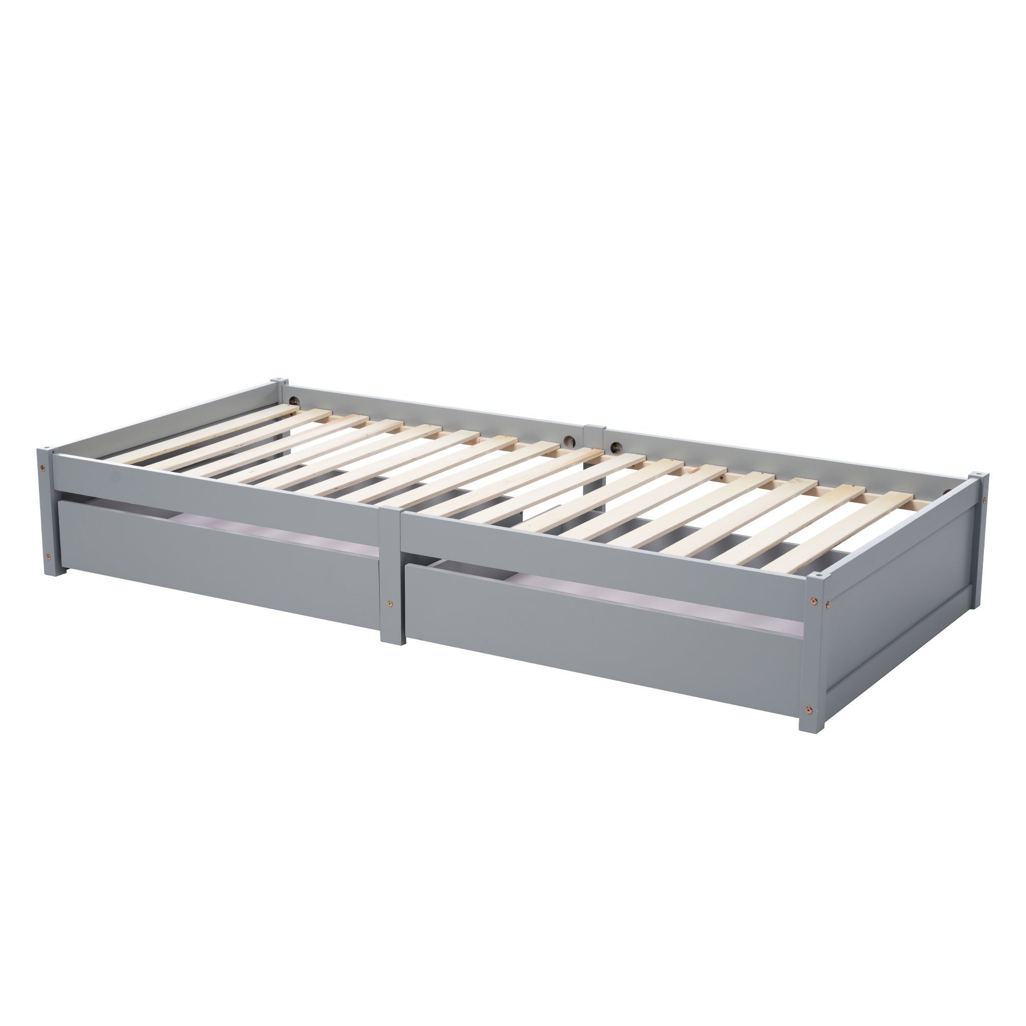 WISHDOR Babybett Baby Bett Kinderbett Jugendbett Holzbett Massivholzbett Bettgitter, 2-tlg., ohne Matratze mit Vollabtrennung Rausfallschutz 90x200 cm Massivholz