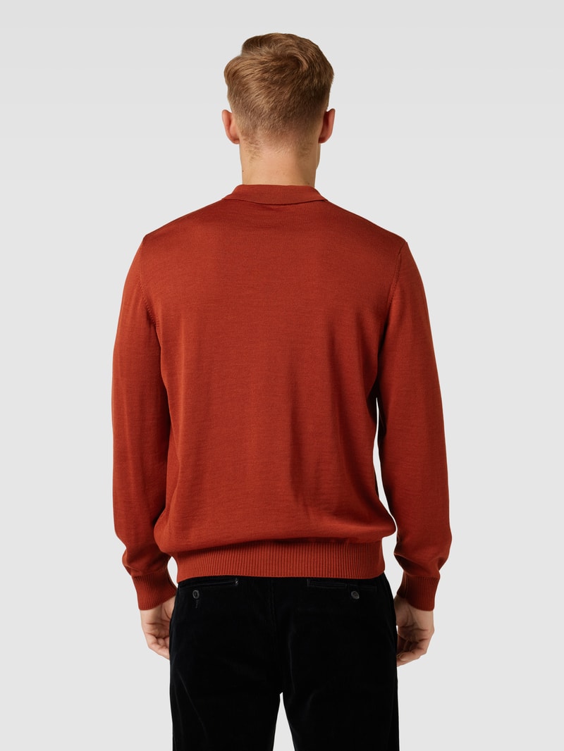 Strickpullover mit Polokragen in kupfer