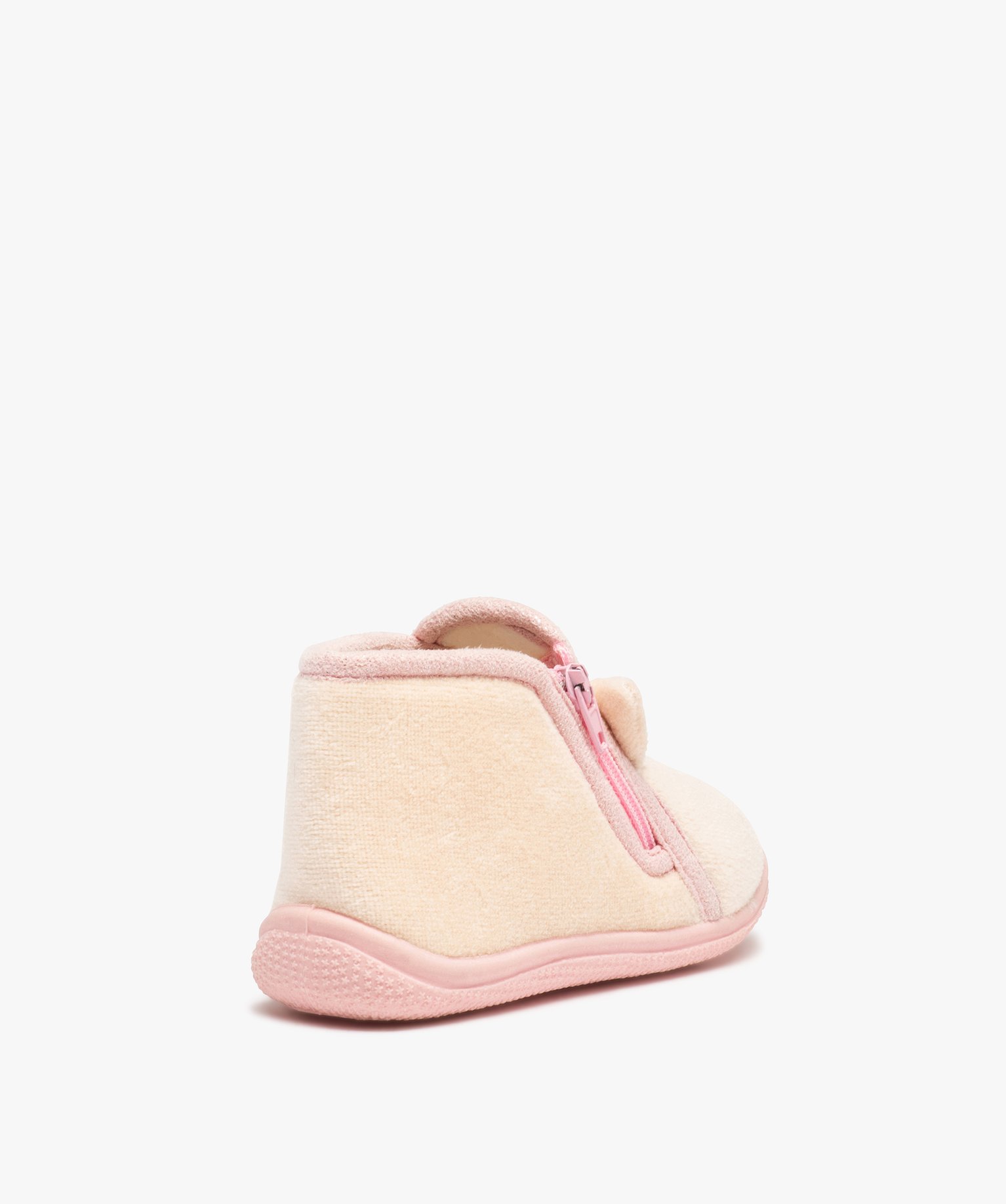 Chaussons bébé fille bottillons zippés avec oreilles en r... beige | GEMO