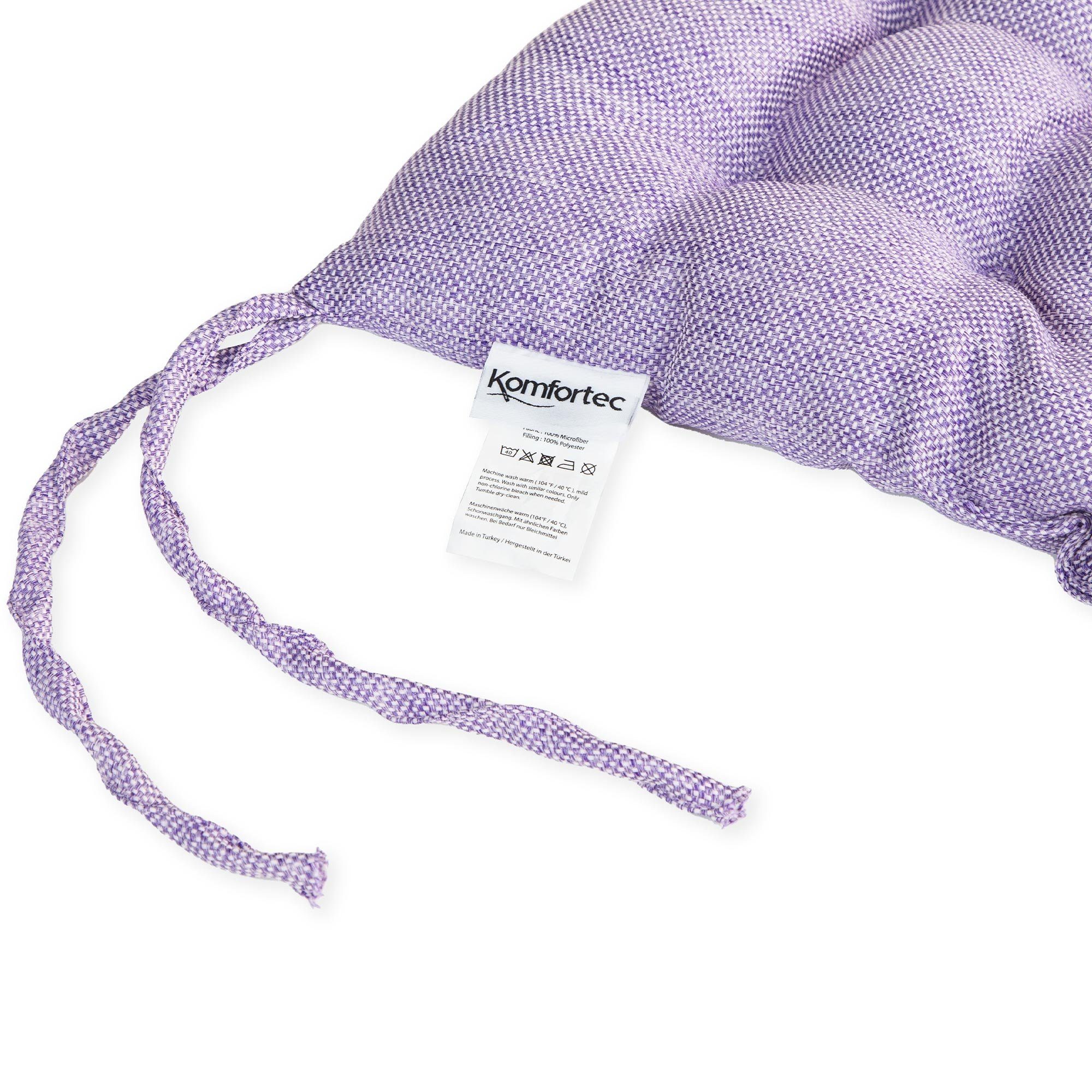 Komfortec Stuhlkissen 40x40 cm, 100% Mikrofaser Sitzkissen 220 g/m², Wasserabweisend, Dekokissen Sitzauflage mit Bändern Gartenstuhl für Innen&Außen