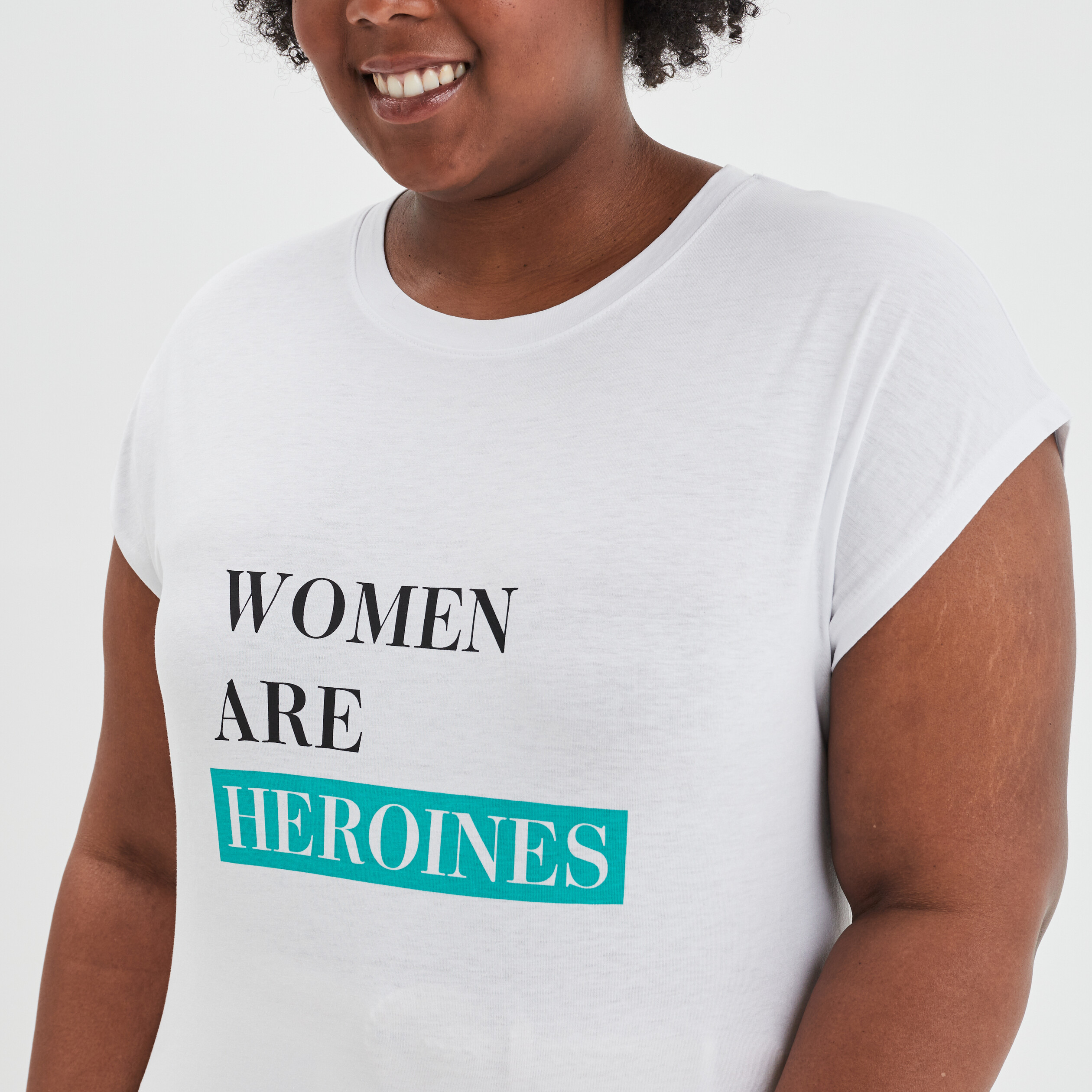 T-shirt droit manches courtes Modavista blanc femme grande taille | La Halle
