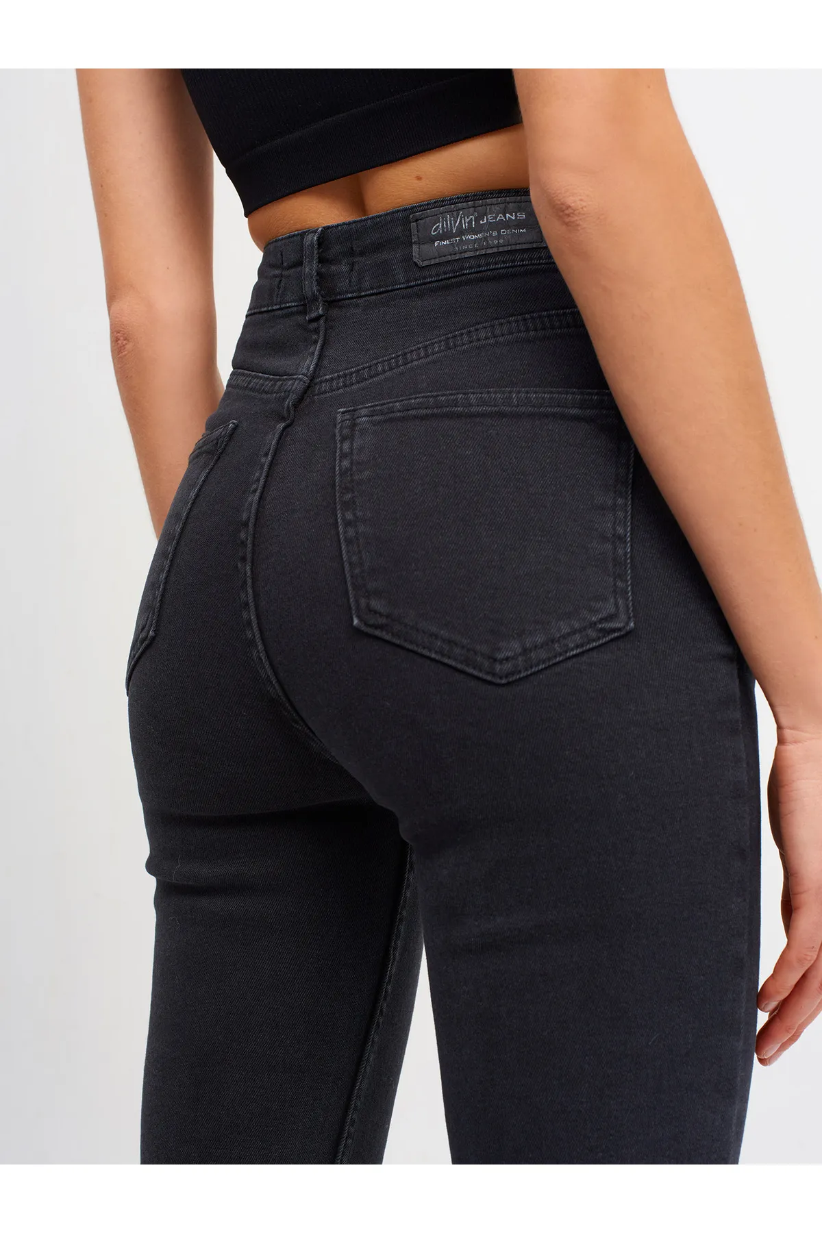 Dilvin  4244 Mom-Hose aus Lycra mit Frontschlitz – Schwarz