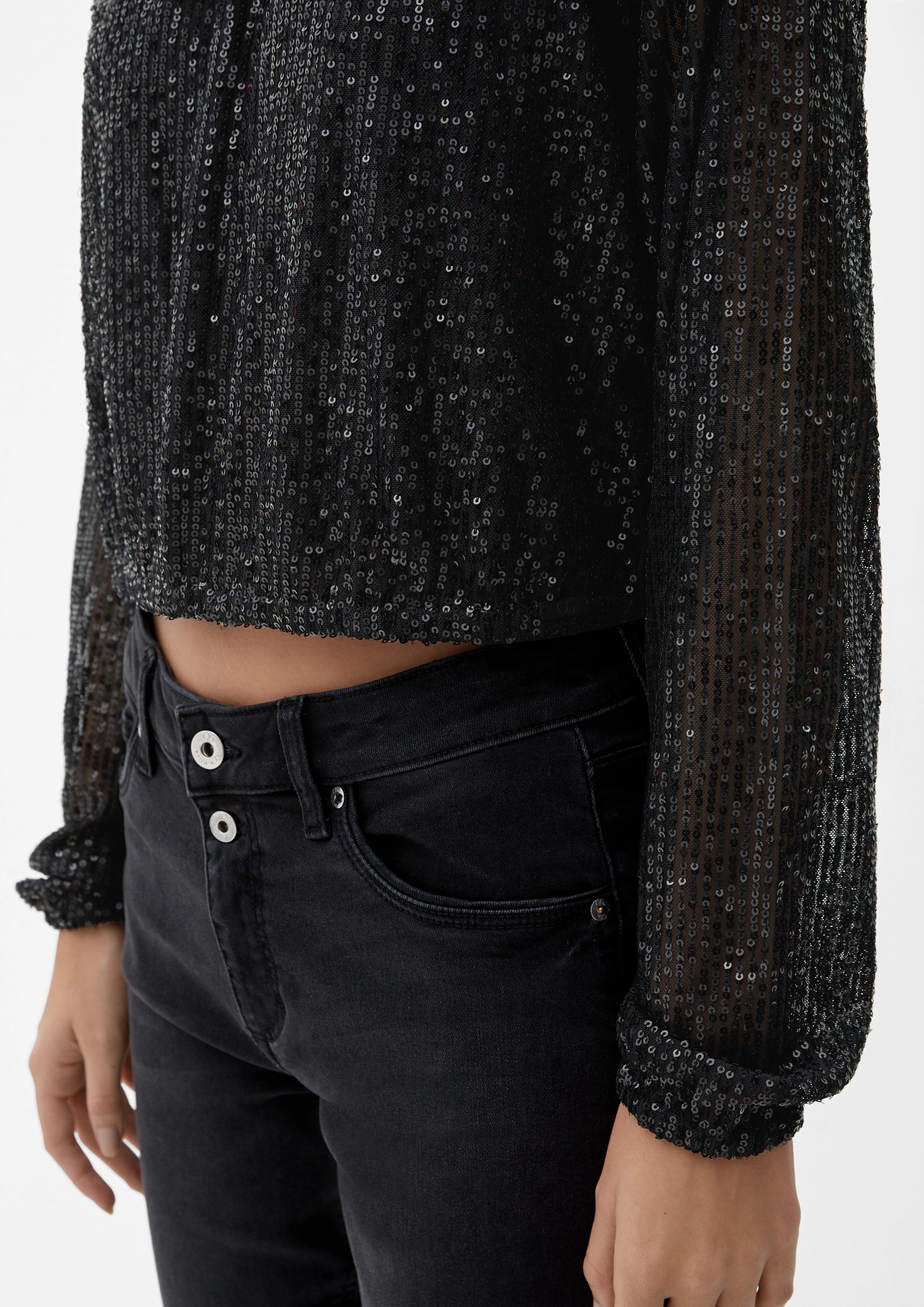 Mesh-Bluse mit Pailletten  2123873-9999