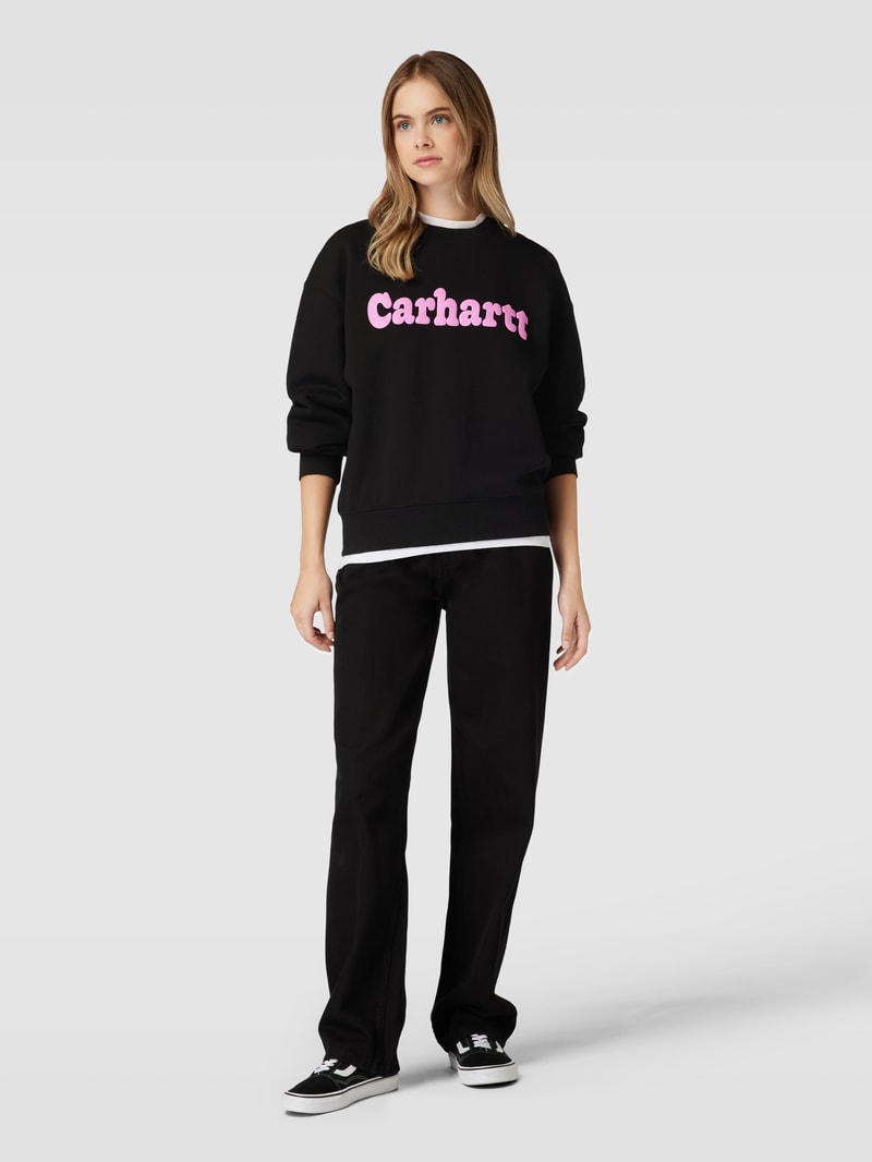 Oversized Sweatshirt mit Label-Print Modell 'BUBBLES' in schwarz