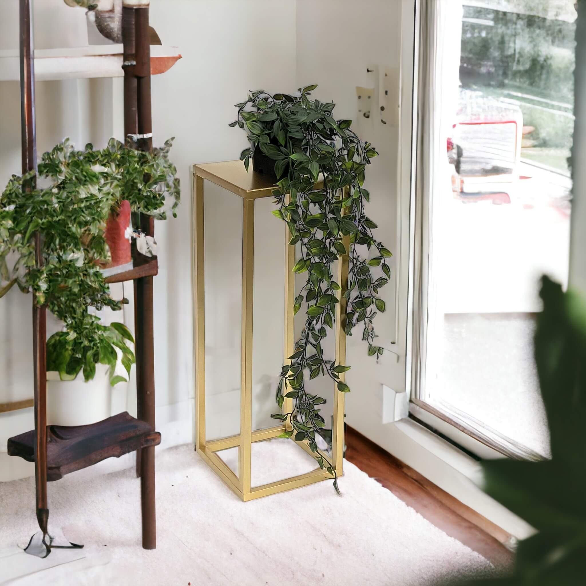 DanDiBo Blumenhocker Blumenhocker Metall Gold Eckig 50-70 cm Blumenständer 96506