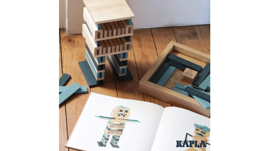 KAPLA - Holzbausteine, hellblau/dunkelblau, 40er Box