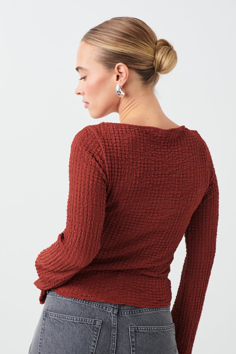 Textured square neck top