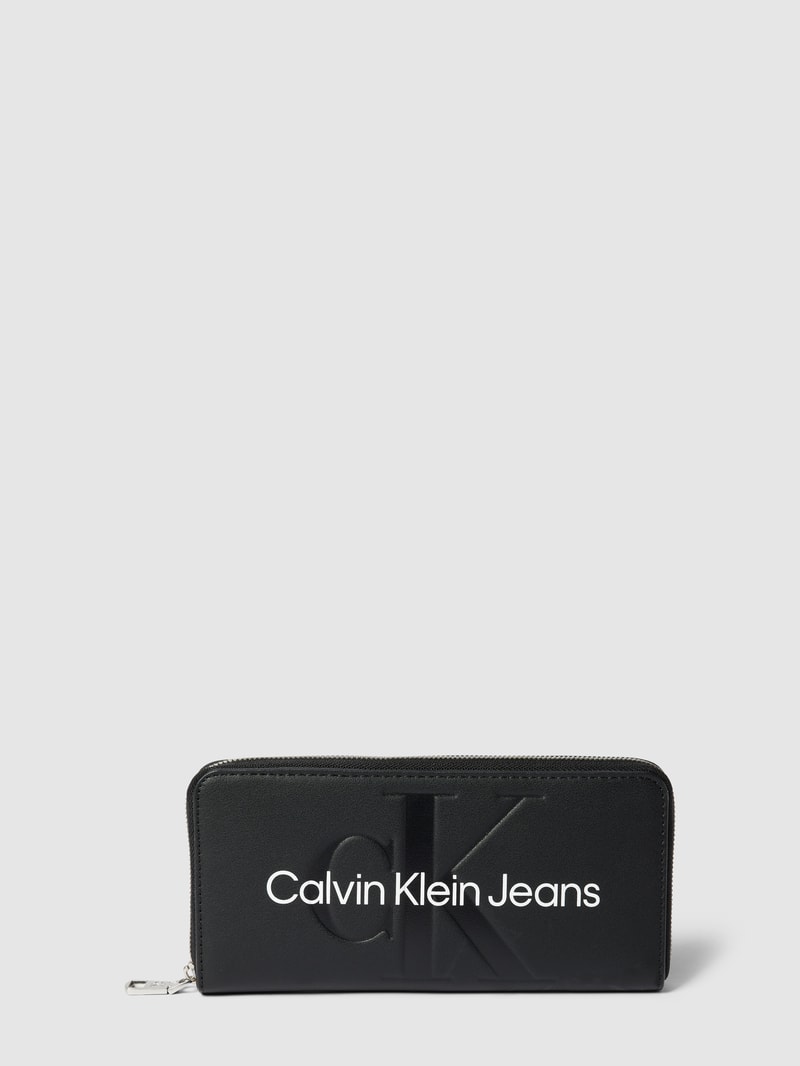 Portemonnaie mit Label-Details Modell 'SCULPTED' in schwarz