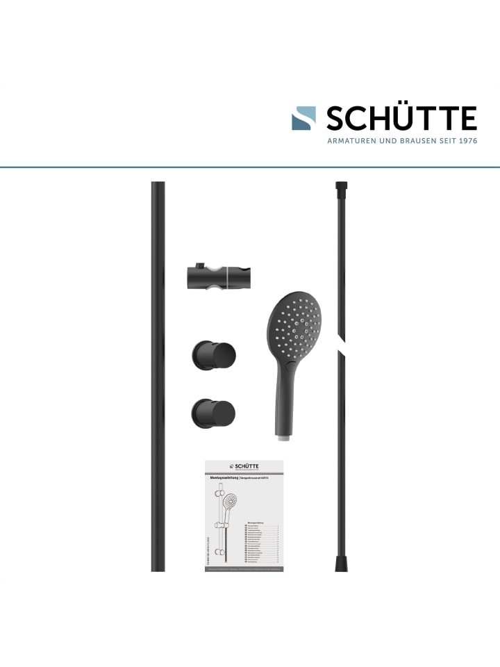 Schütte Duschset RAVEN in Schwarz matt mit 3 Strahlarten - (L) 7 x (B) 13 x (H) 70 cm günstig kaufen onesize